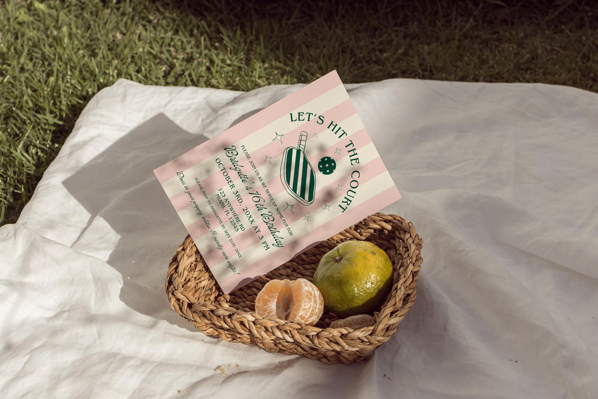 Pickleball Birthday Invitation Template Let's Hit the Court Pickleball Party Invite Pickleball Theme Varsity Core Preppy Pickleball Birthday