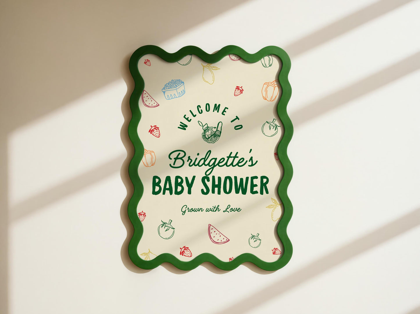 Locally Grown Baby Shower Welcome Sign Template Colorful Farmers Market Baby Shower Locally Produced Baby Sprinkle Hand Drawn Baby Shower