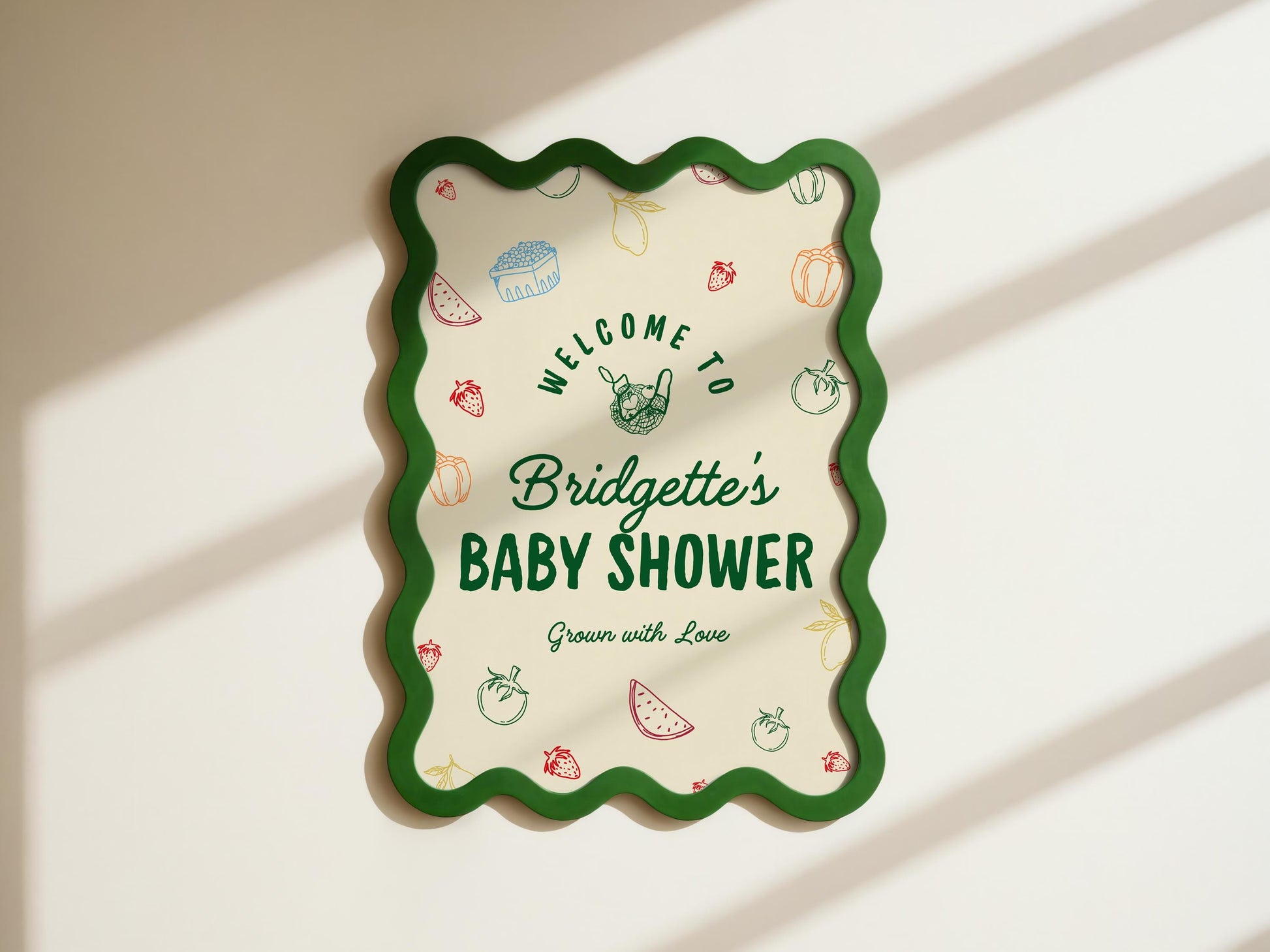 Locally Grown Baby Shower Welcome Sign Template Colorful Farmers Market Baby Shower Locally Produced Baby Sprinkle Hand Drawn Baby Shower