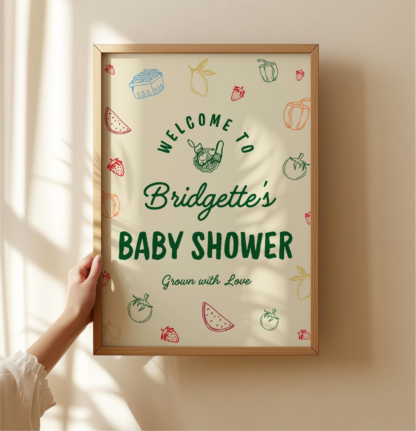 Locally Grown Baby Shower Welcome Sign Template Colorful Farmers Market Baby Shower Locally Produced Baby Sprinkle Hand Drawn Baby Shower