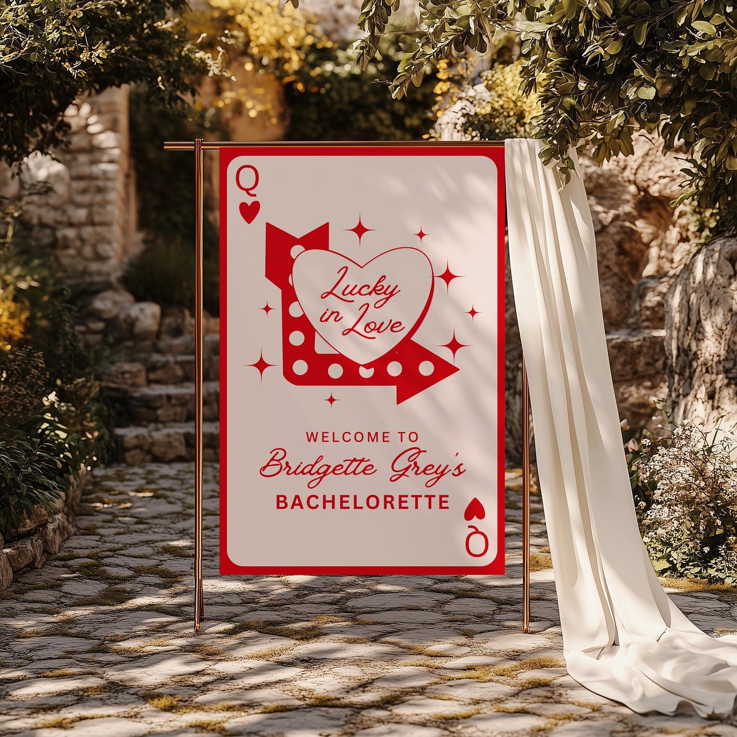 LUCKY IN LOVE Editable Welcome Sign Template Casino Wedding Custom Las Vegas Bachelorette Welcome Sign Vintage Wedding Instant Download