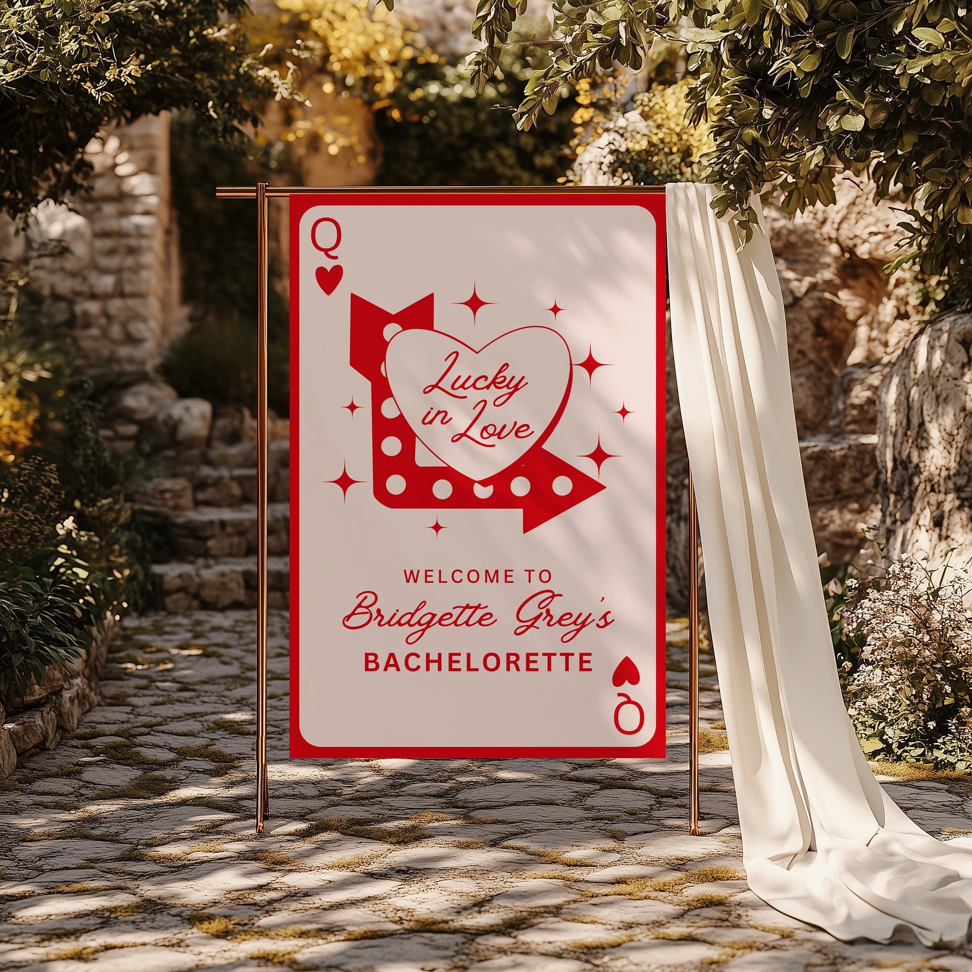 LUCKY IN LOVE Editable Welcome Sign Template Casino Wedding Custom Las Vegas Bachelorette Welcome Sign Vintage Wedding Instant Download