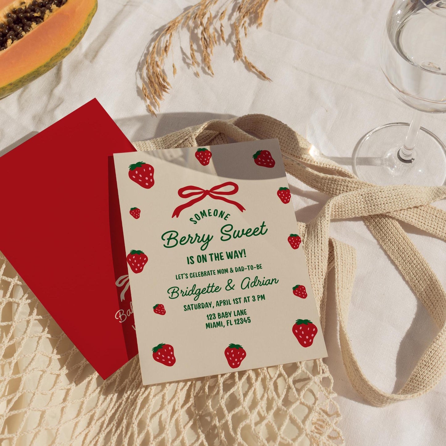 Berry Sweet Baby Shower Invitation Bundle Templates Strawberry Farmers Market Baby Shower Sign Locally Grown Baby Shower Invitation Template