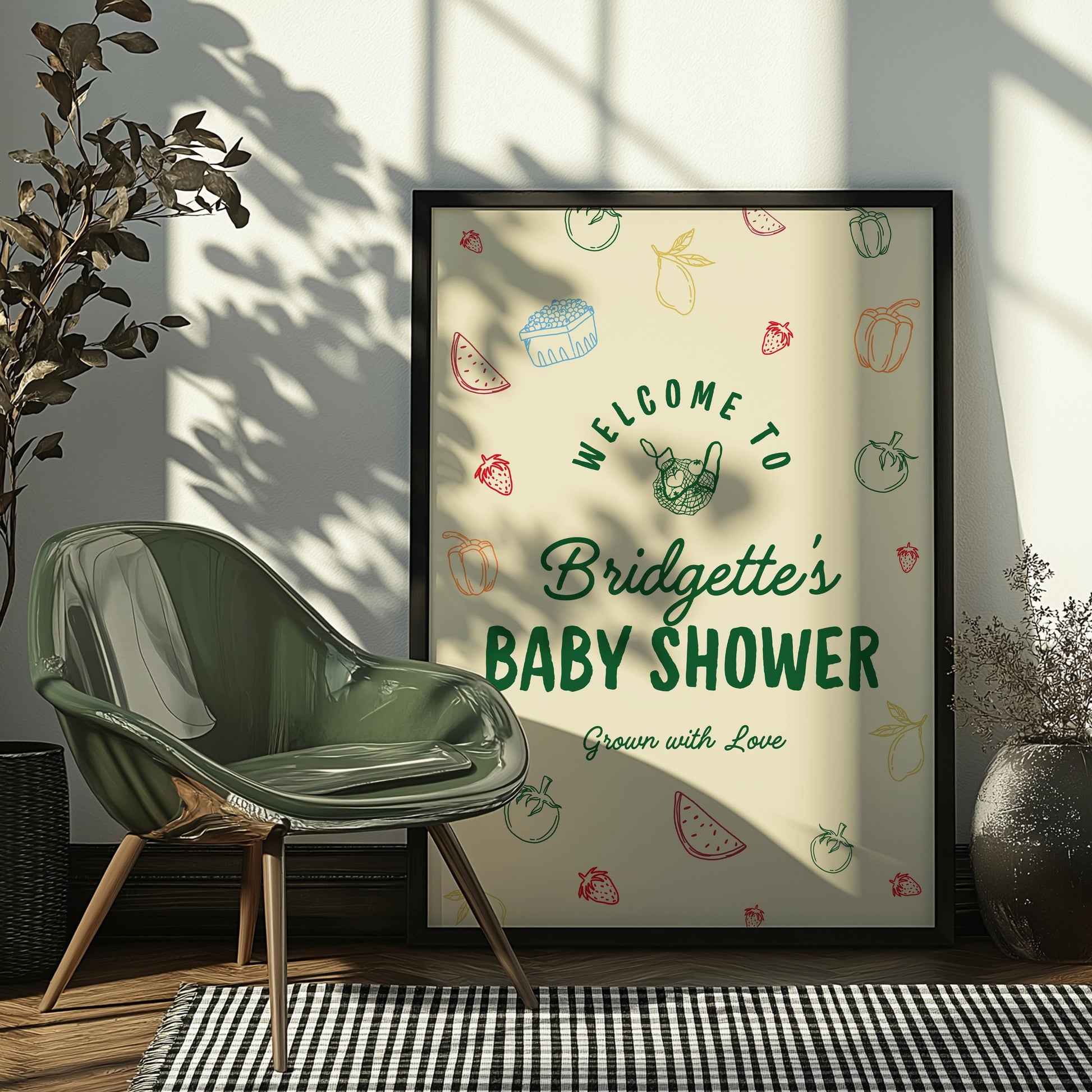 Locally Grown Baby Shower Welcome Sign Template Colorful Farmers Market Baby Shower Locally Produced Baby Sprinkle Hand Drawn Baby Shower