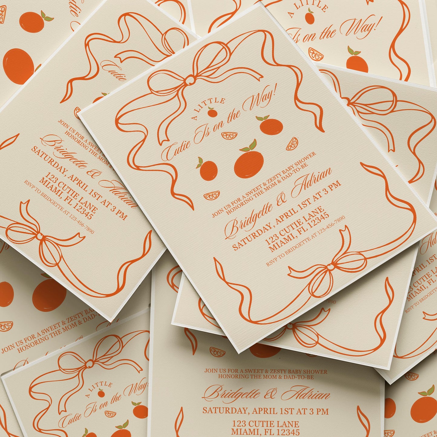 A Little Cutie Is on the Way Baby Shower Invitation Template Hand Drawn Citrus Baby Shower Freshly Grown Baby Shower Locally Grown