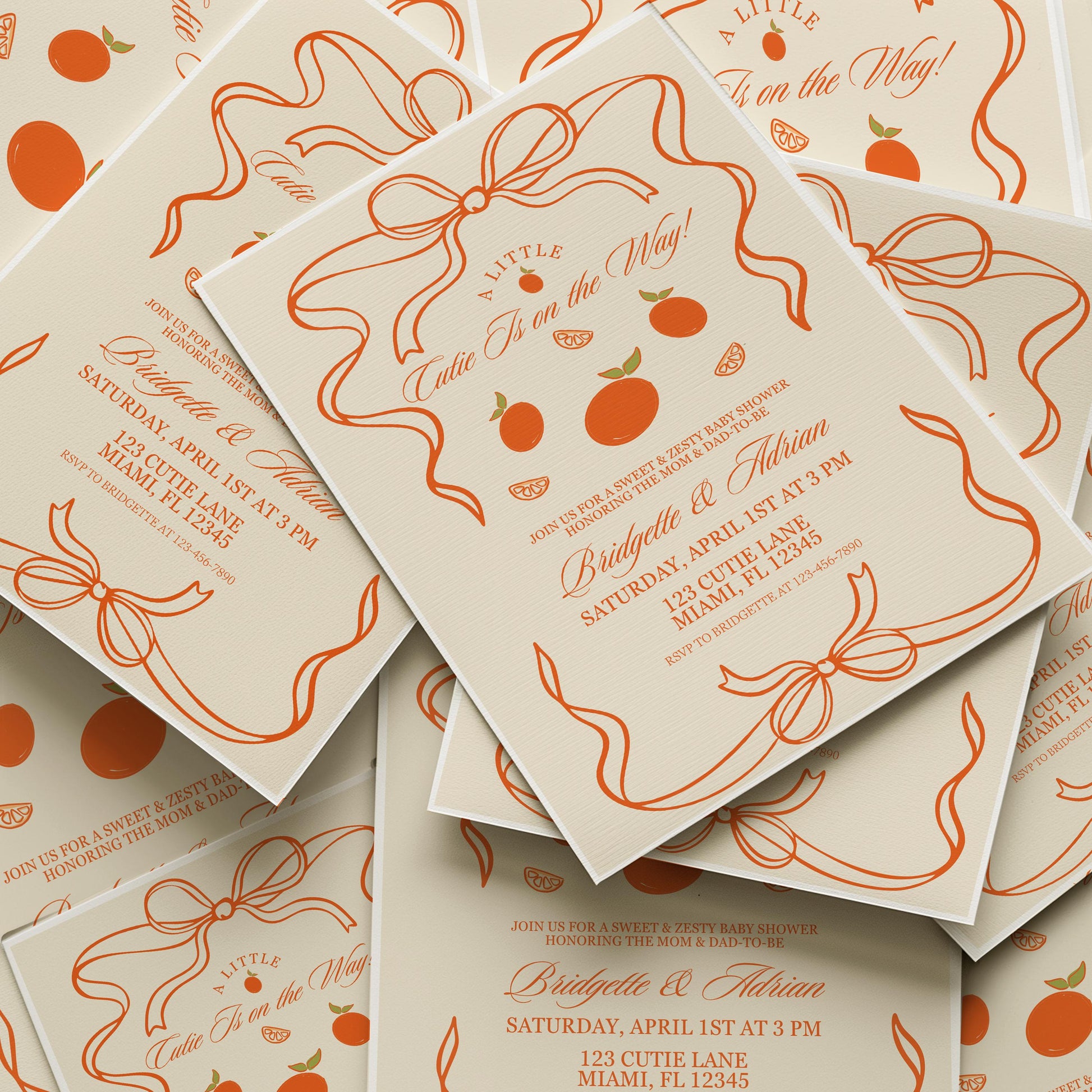 A Little Cutie Is on the Way Baby Shower Invitation Template Hand Drawn Citrus Baby Shower Freshly Grown Baby Shower Locally Grown