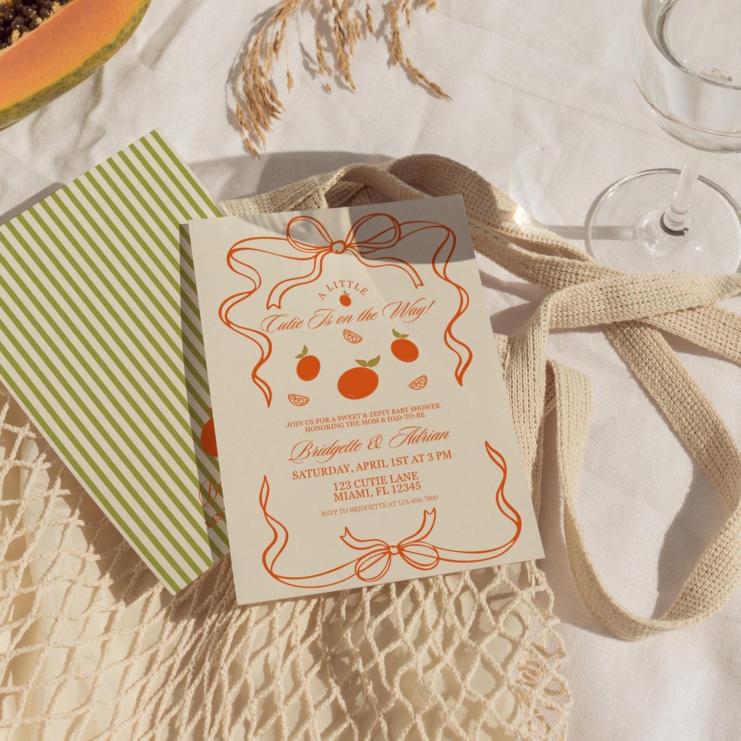 A Little Cutie Is on the Way Baby Shower Invitation Template Hand Drawn Citrus Baby Shower Freshly Grown Baby Shower Locally Grown