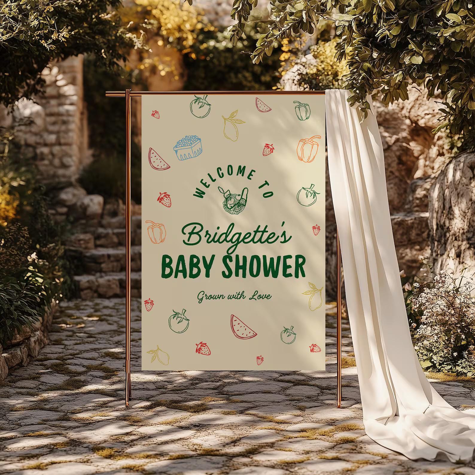 Locally Grown Baby Shower Invite Bundle Template Colorful Farmers Market Baby Shower Locally Produced Baby Sprinkle Hand Drawn Baby Shower
