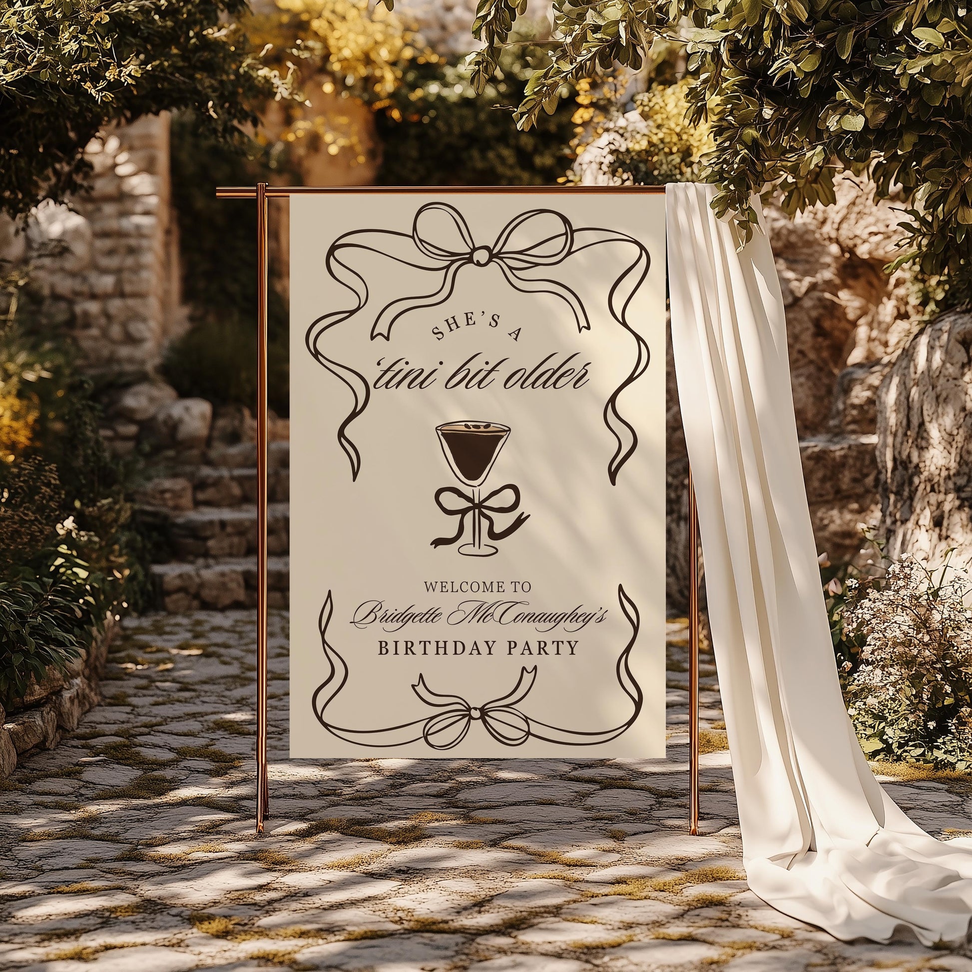 Tini Bit Older Birthday Welcome Sign Template Editable Espresso Martini Theme Party Sign Editable Hand Drawn Martini Any Age Birthday Sign