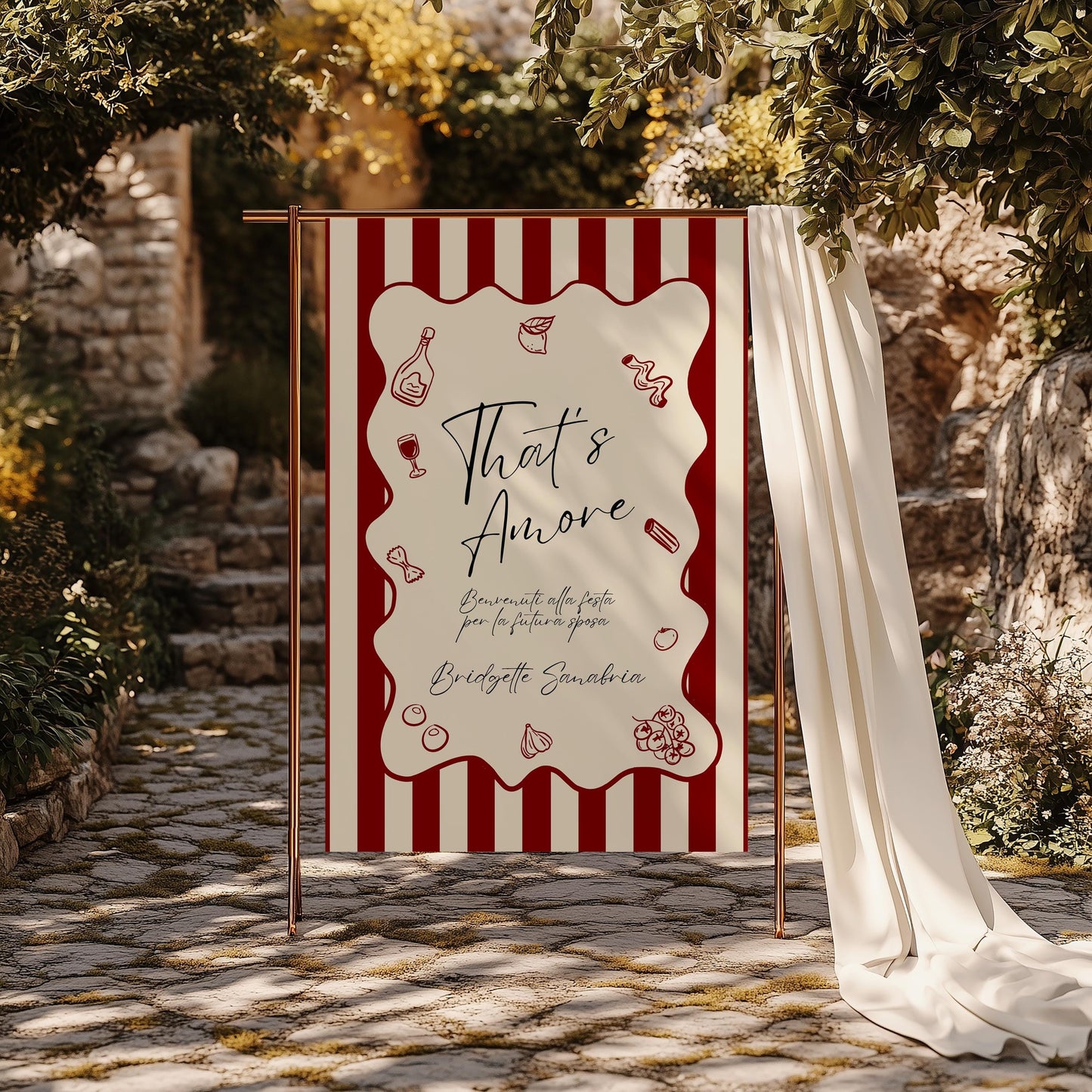 Italian Bridal Shower Invitation Bundle: Amore Theme (DIY Canva Template Digital Download)