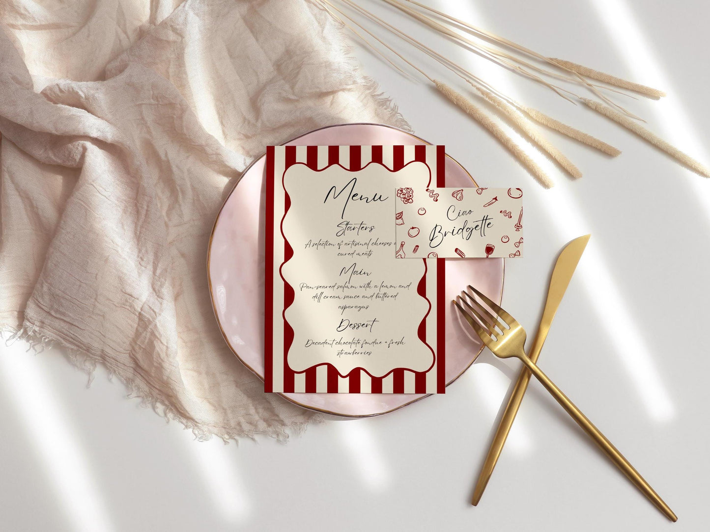Italian Bridal Shower Invitation Bundle: Amore Theme (DIY Canva Template)