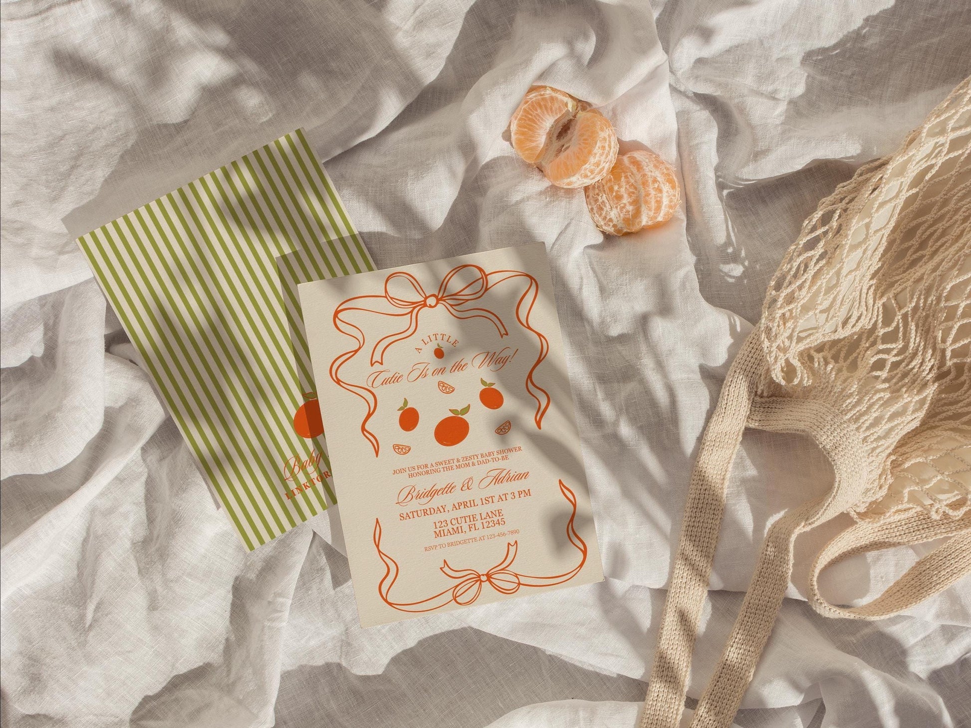 A Little Cutie Is on the Way Baby Shower Invitation Template Hand Drawn Citrus Baby Shower Freshly Grown Baby Shower Locally Grown