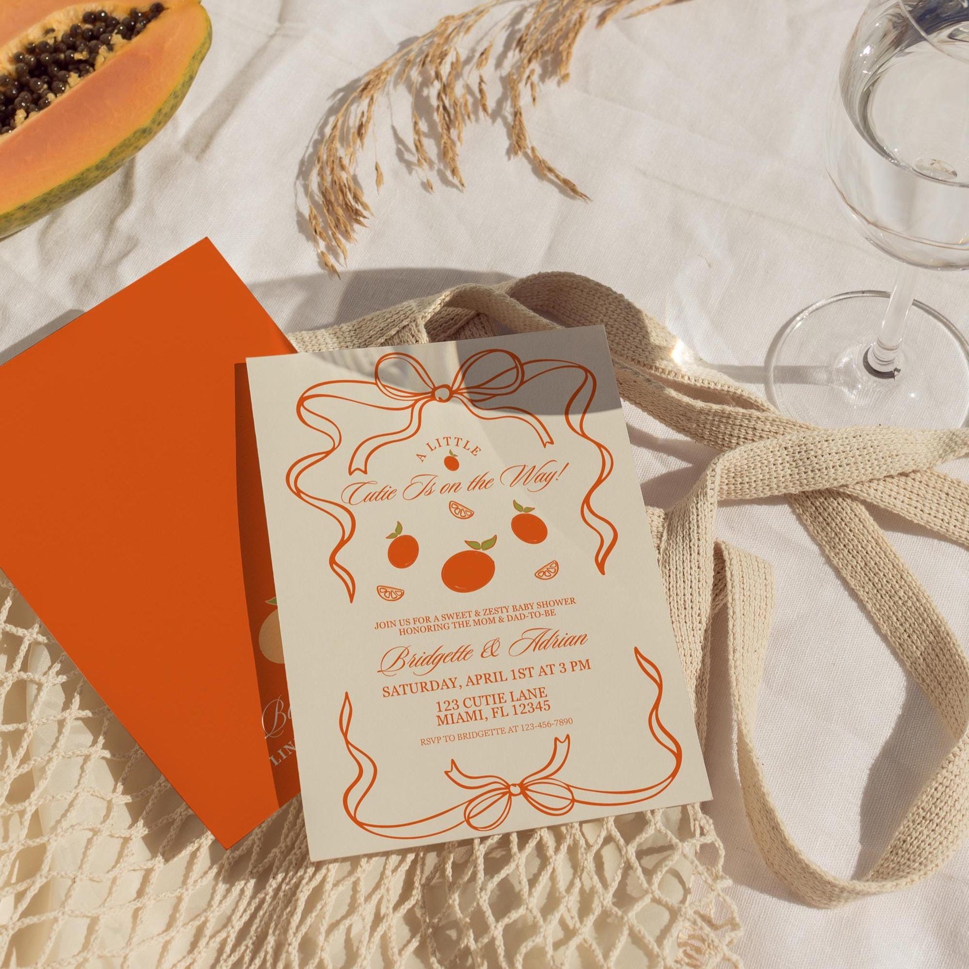 A Little Cutie Is on the Way Baby Shower Invitation Template Hand Drawn Citrus Baby Shower Freshly Grown Baby Shower Locally Grown