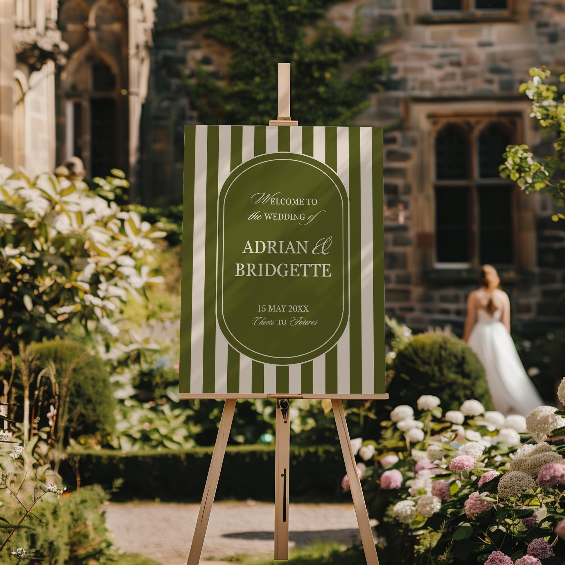 Romantic Wedding Welcome Sign Template Editable Wedding Sign Moody Mediterranean Design Modern Couples Olive Green Vintage Wedding Signage