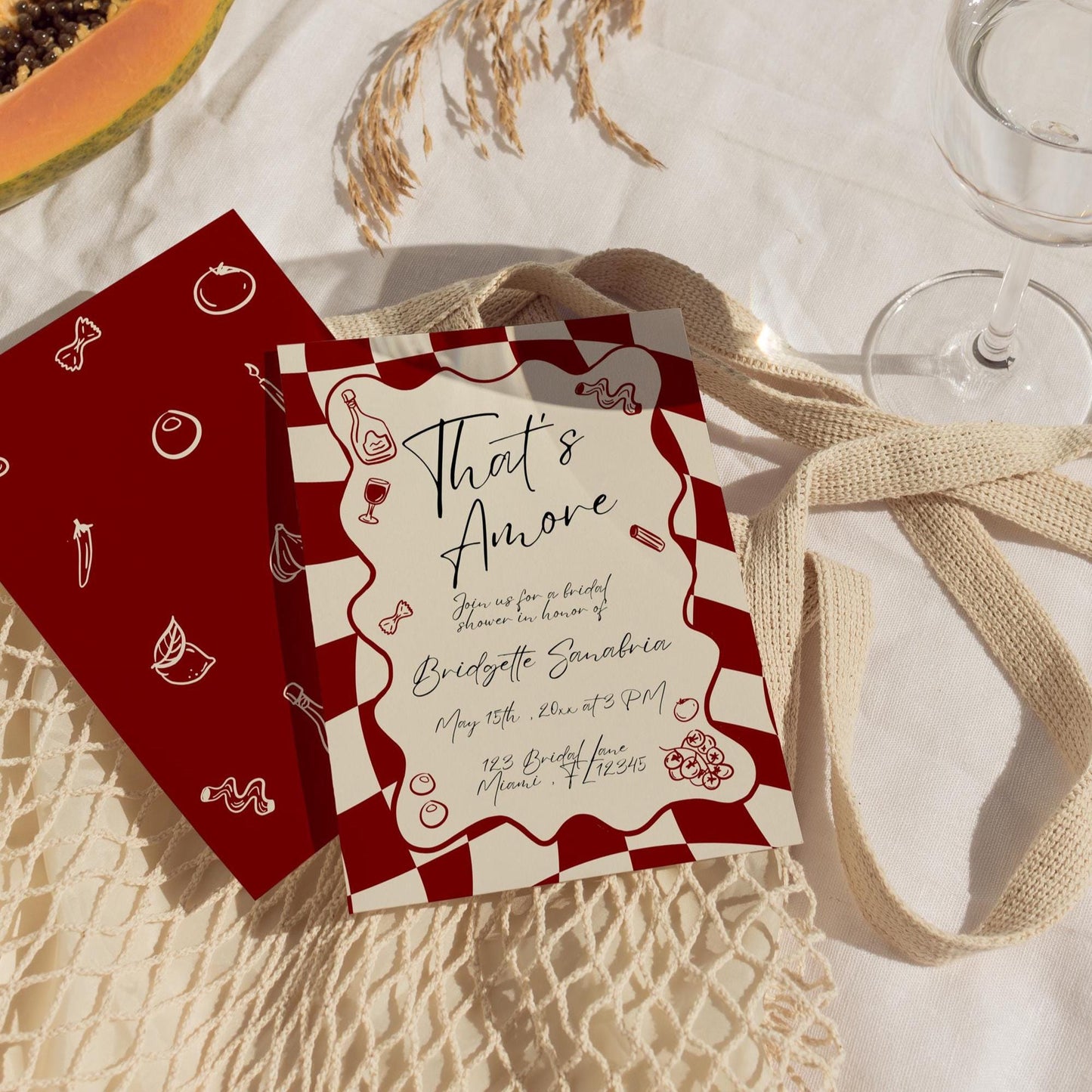 Italian Bridal Shower Invitation Bundle: Amore Theme (DIY Canva Template)