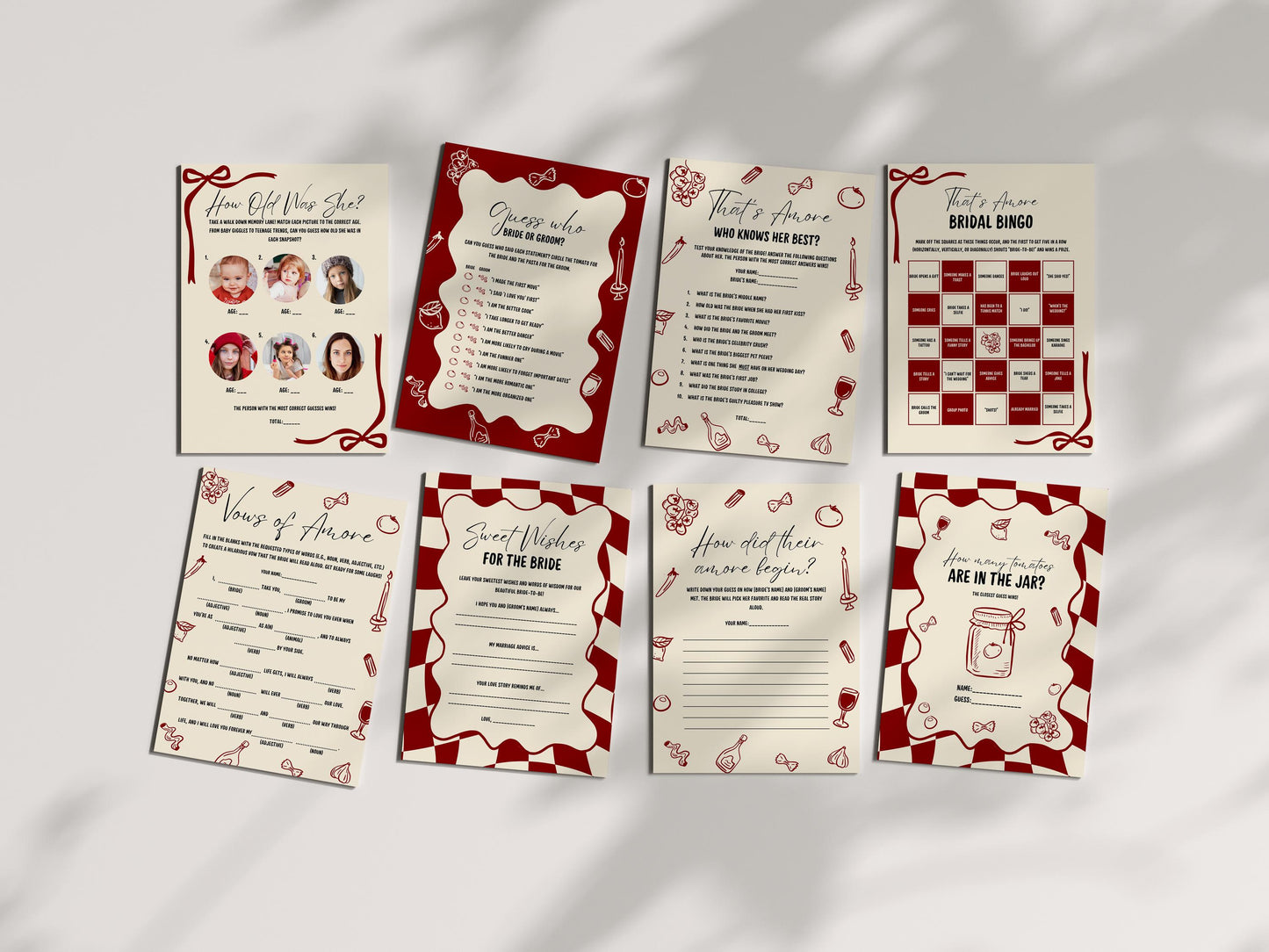 Italian Bridal Shower Invitation Bundle: Amore Theme (DIY Canva Template Digital Download)