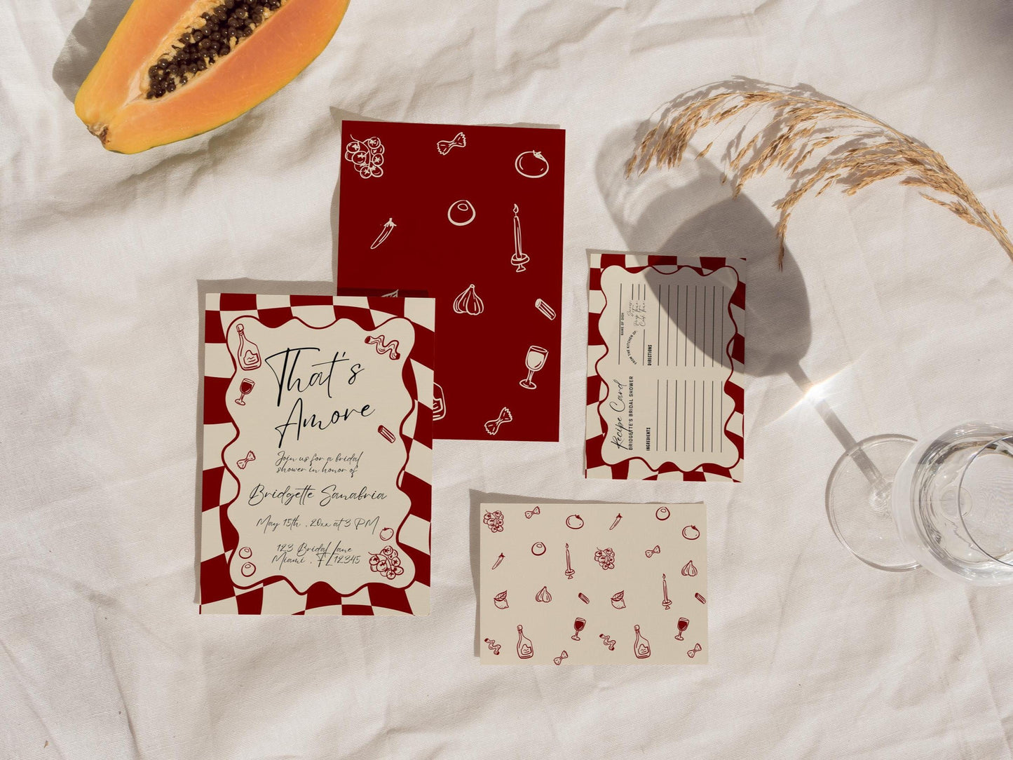 Italian Bridal Shower Invitation Bundle: Amore Theme (DIY Canva Template)