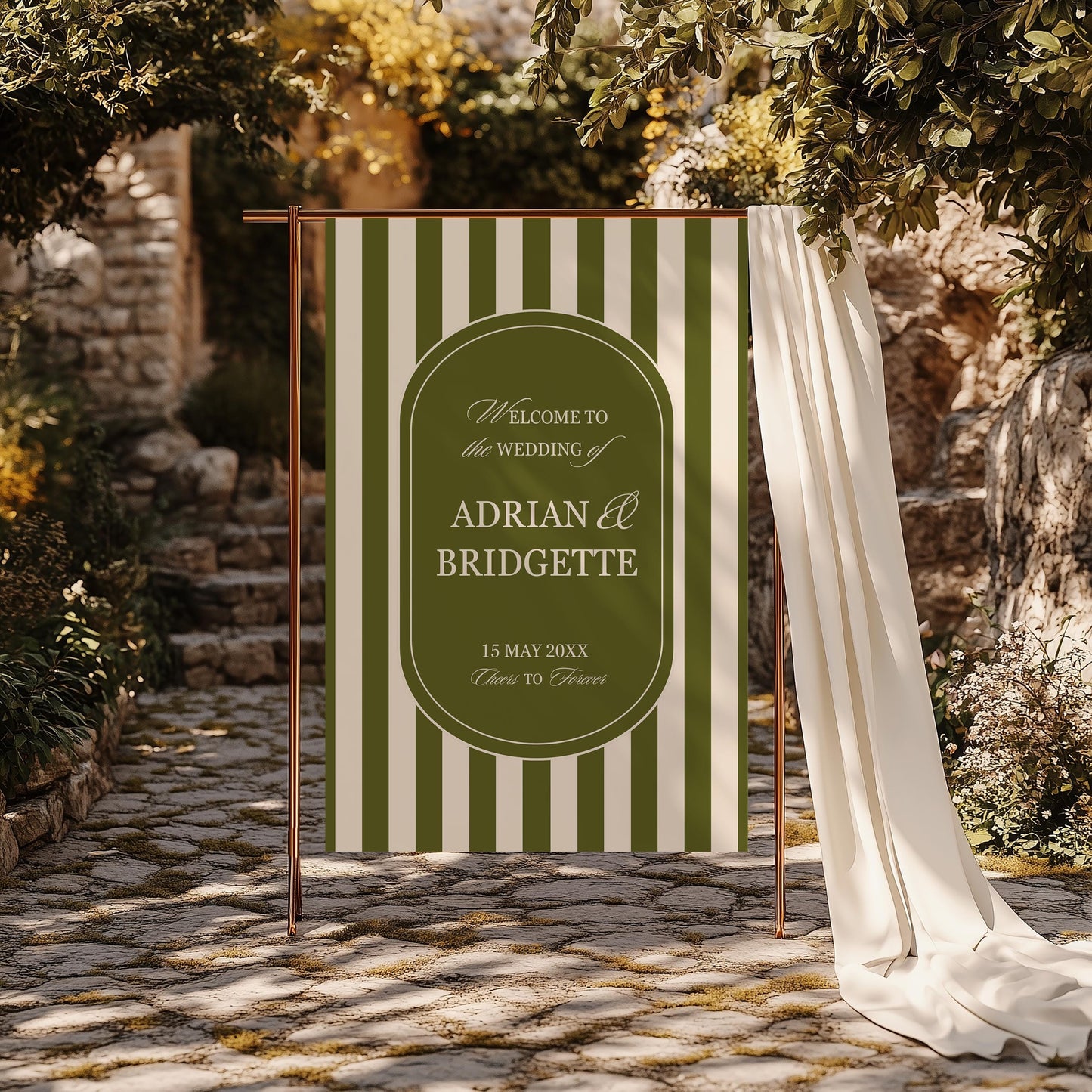 Romantic Wedding Welcome Sign Template Editable Wedding Sign Moody Mediterranean Design Modern Couples Olive Green Vintage Wedding Signage