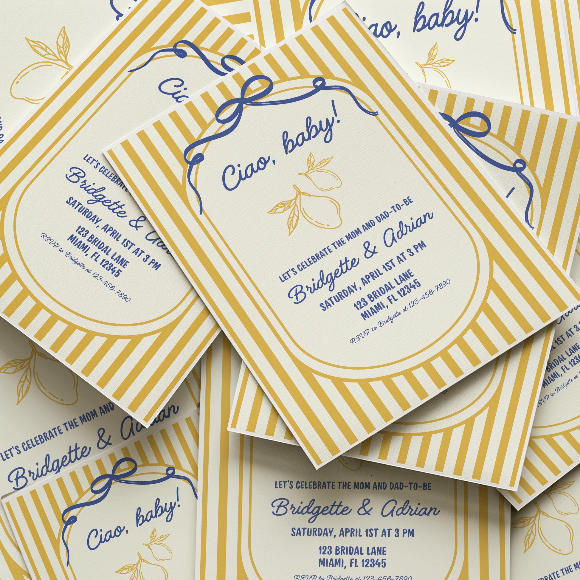 Ciao Baby Shower Invitation Template Italian Themed Baby Shower Invite Lemon Baby Sprinkle Citrus Bella Bambino Baby Shower Canva Template