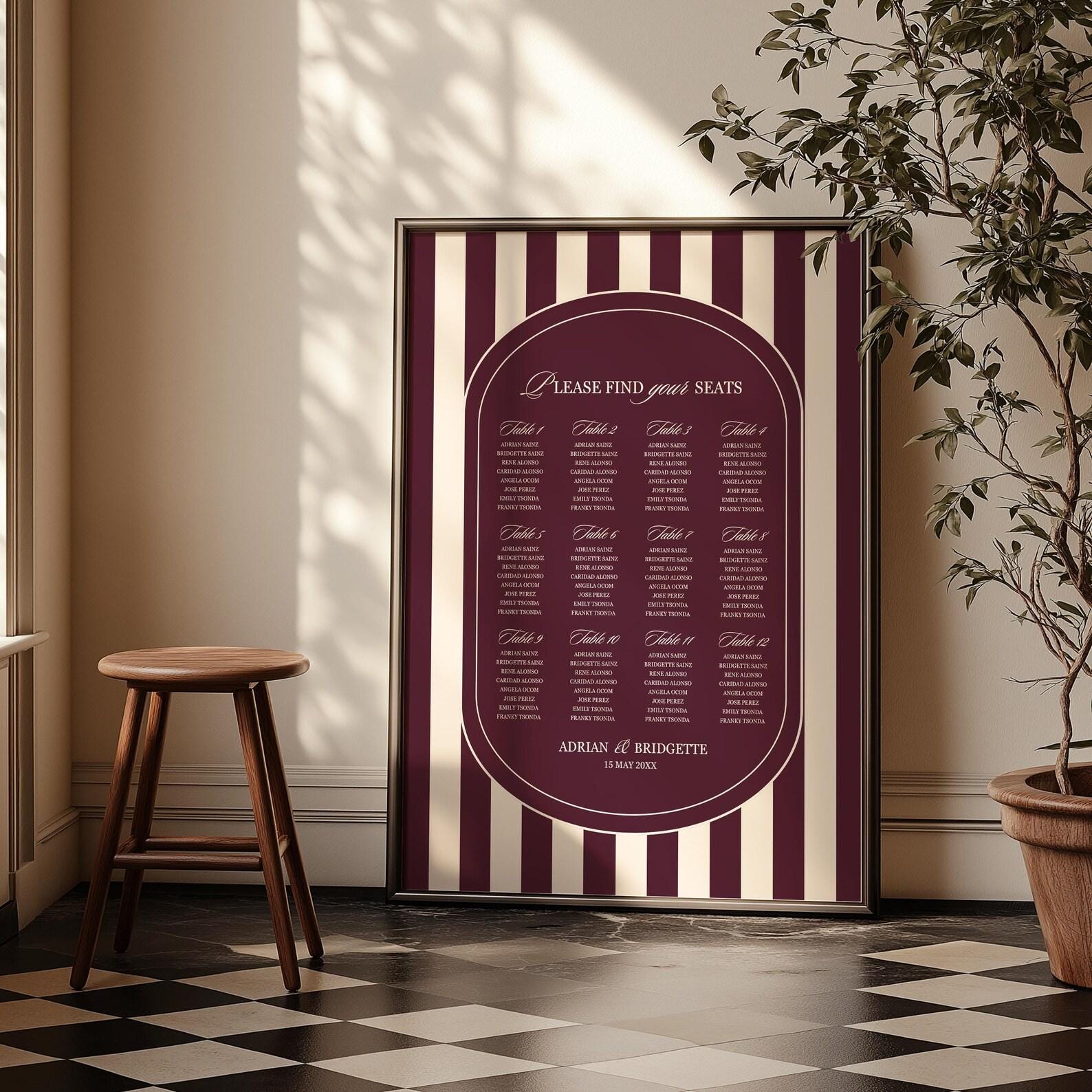 Modern Wedding Stationery Digital Templates Editable Save the Date Burgundy Mediterranean Design Modern Couples Maroon Vintage Wedding Sign