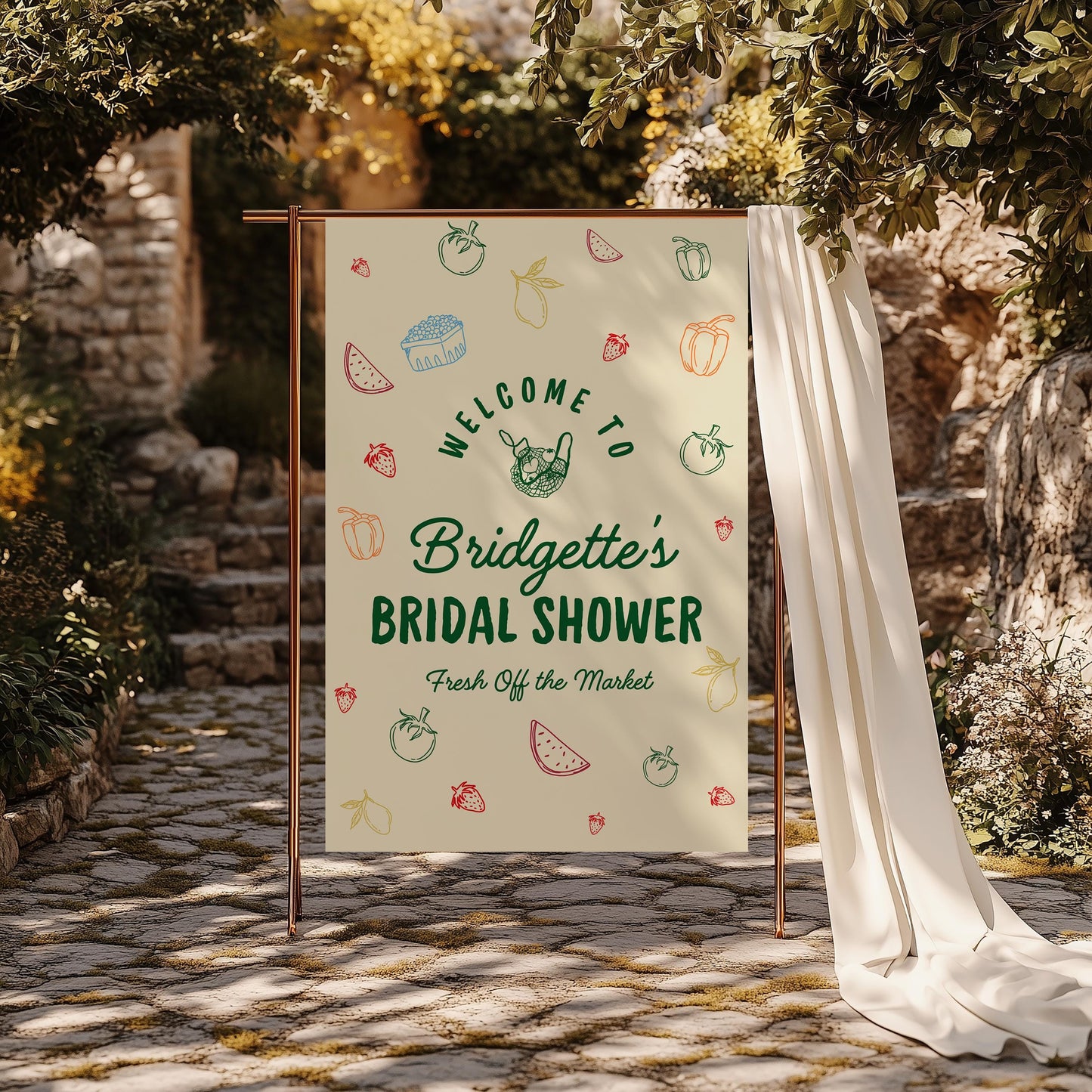 Fresh Off the Market Bridal Shower Welcome Sign Template Colorful Farmers Market Bridal Shower Hand Drawn Local Farmers Market Bridal Shower