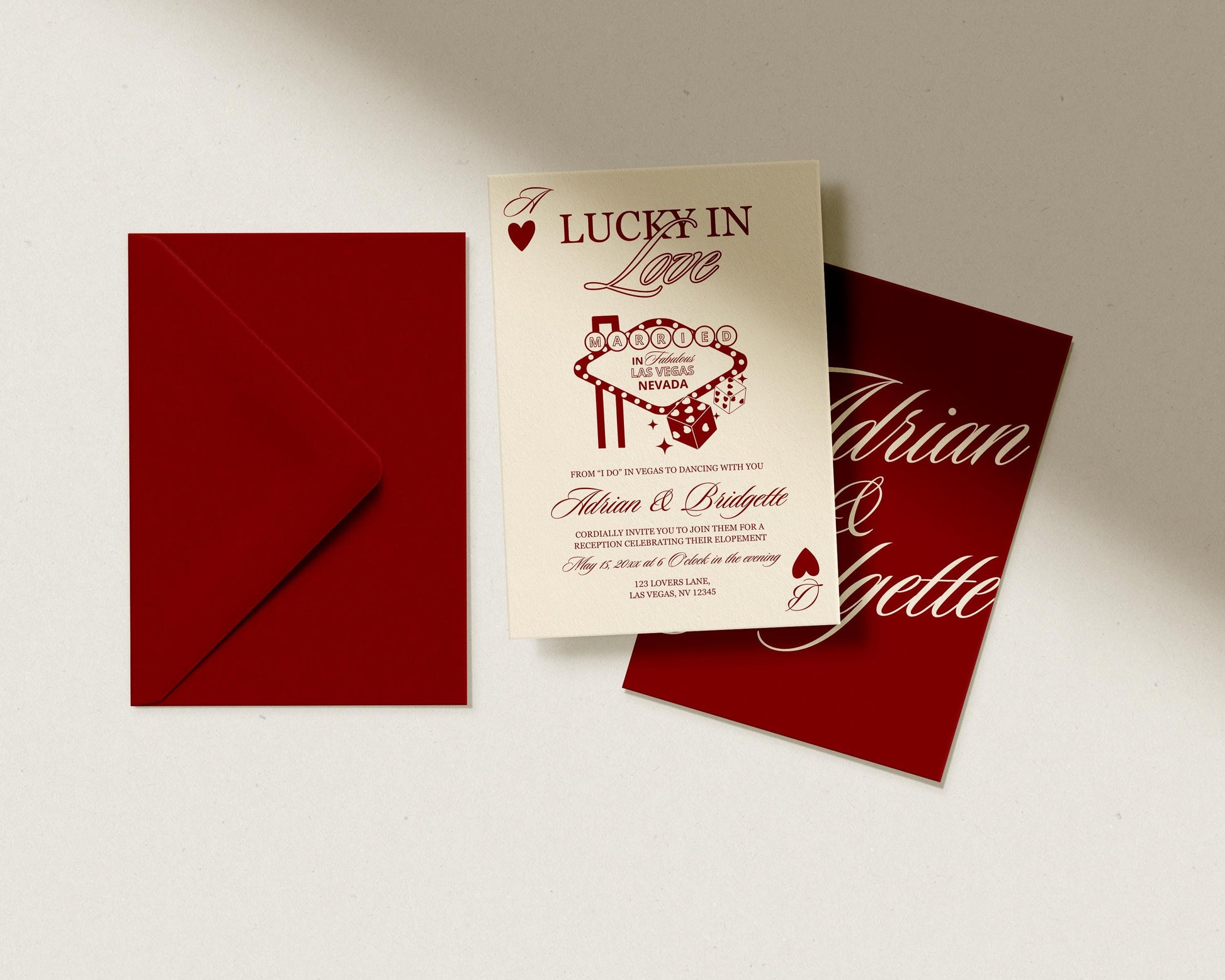 Lucky in Love Wedding Invitation Vegas Wedding Stationery Playing Cards Wedding Invitation Template Vintage Wedding Stationery Perfect Match