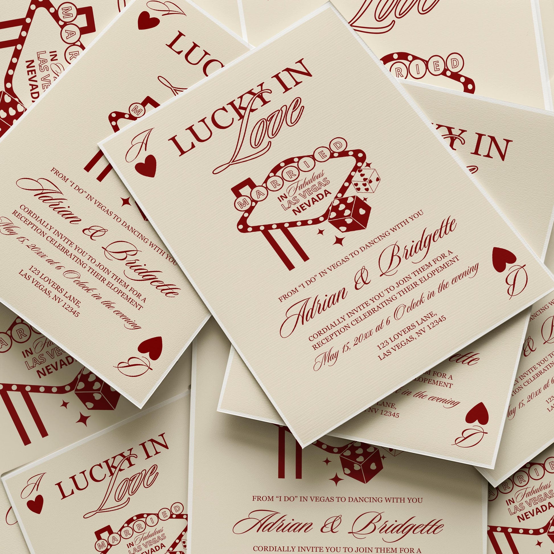 Lucky in Love Wedding Invitation Vegas Wedding Stationery Playing Cards Wedding Invitation Template Vintage Wedding Stationery Perfect Match