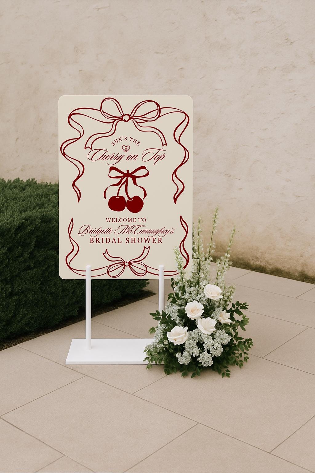 Cherry On Top Bridal Shower Welcome Sign Template Cherry Themed Bridal Shower She's Tying the Knot Coquette Cherry Sweet Theme Editable Sign