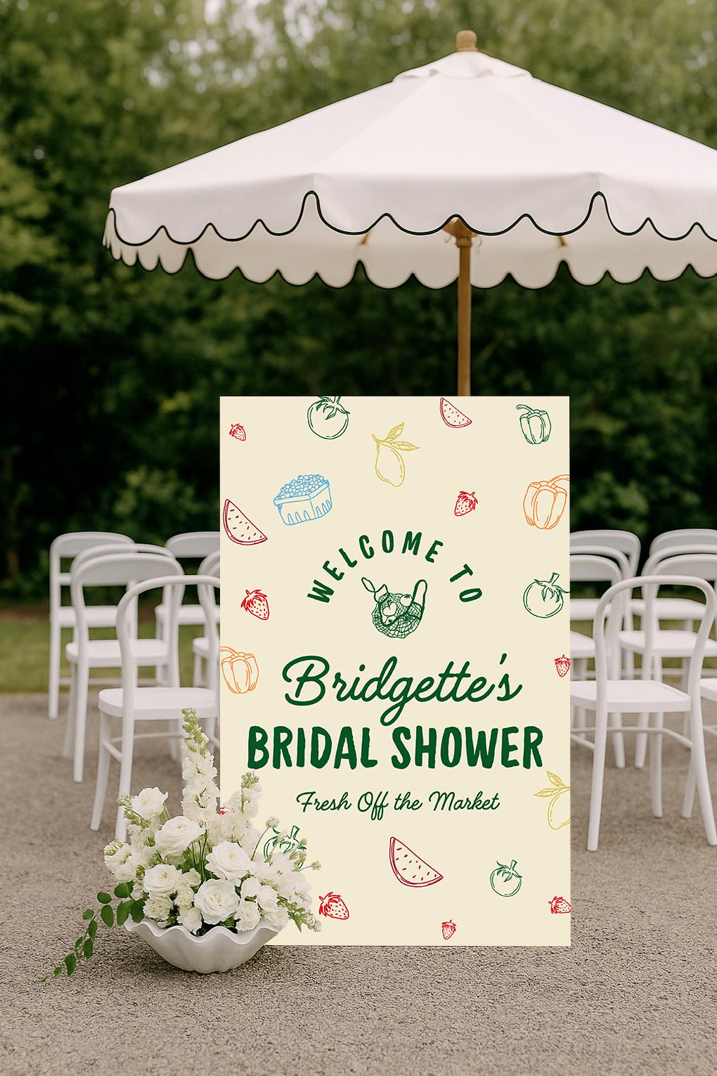 Fresh Off the Market Bridal Shower Welcome Sign Template Colorful Farmers Market Bridal Shower Hand Drawn Local Farmers Market Bridal Shower