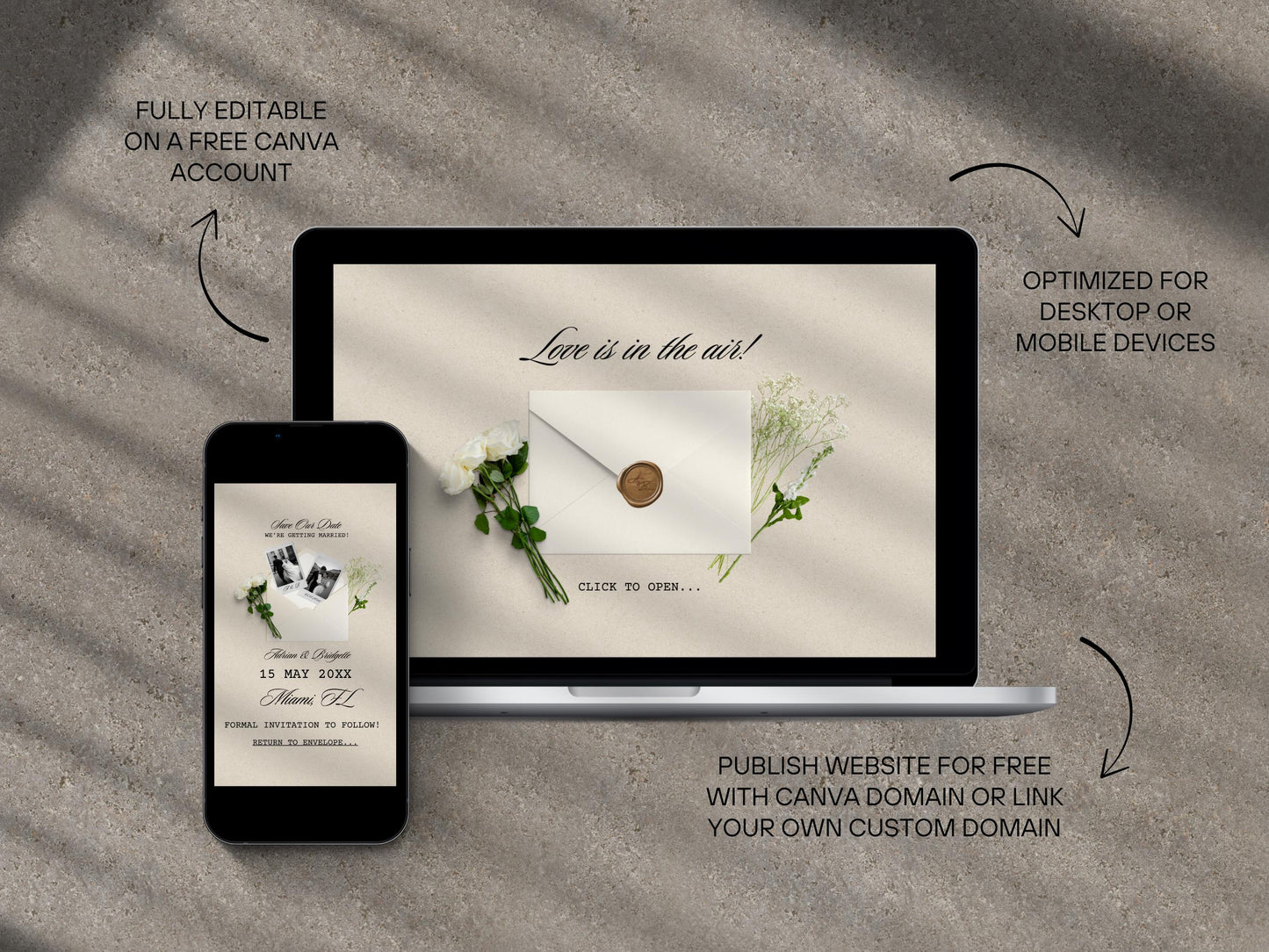 Digital Save the Date Website Elegant DIY Custom Wedding Website Classy Editable Canva Template Modern Floral Instant Download Template