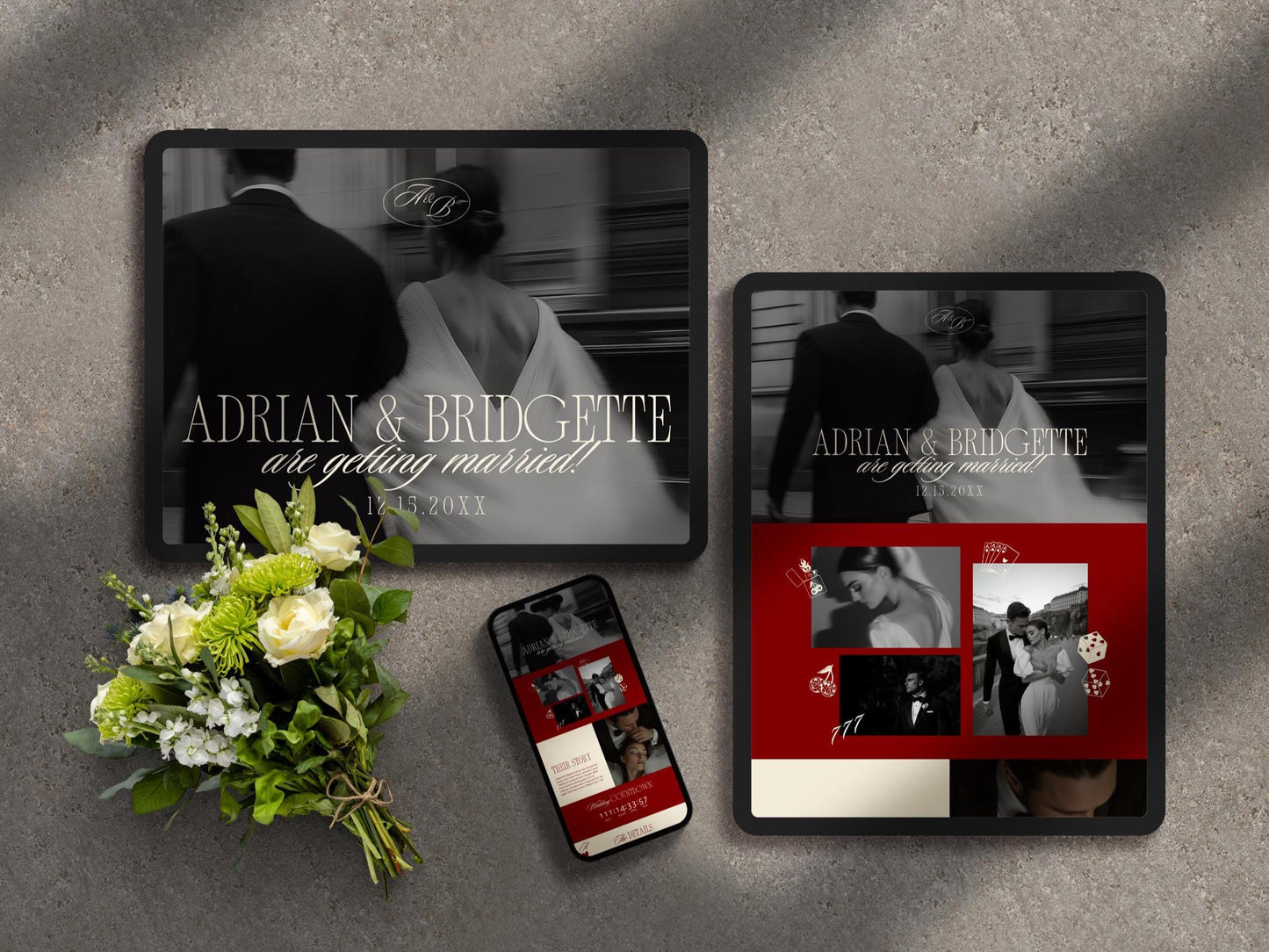 Vegas Wedding Website Template: Lucky in Love Design (Editable Canva)