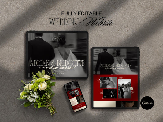 Vegas Wedding Website Template: Lucky in Love Design (Editable Canva)