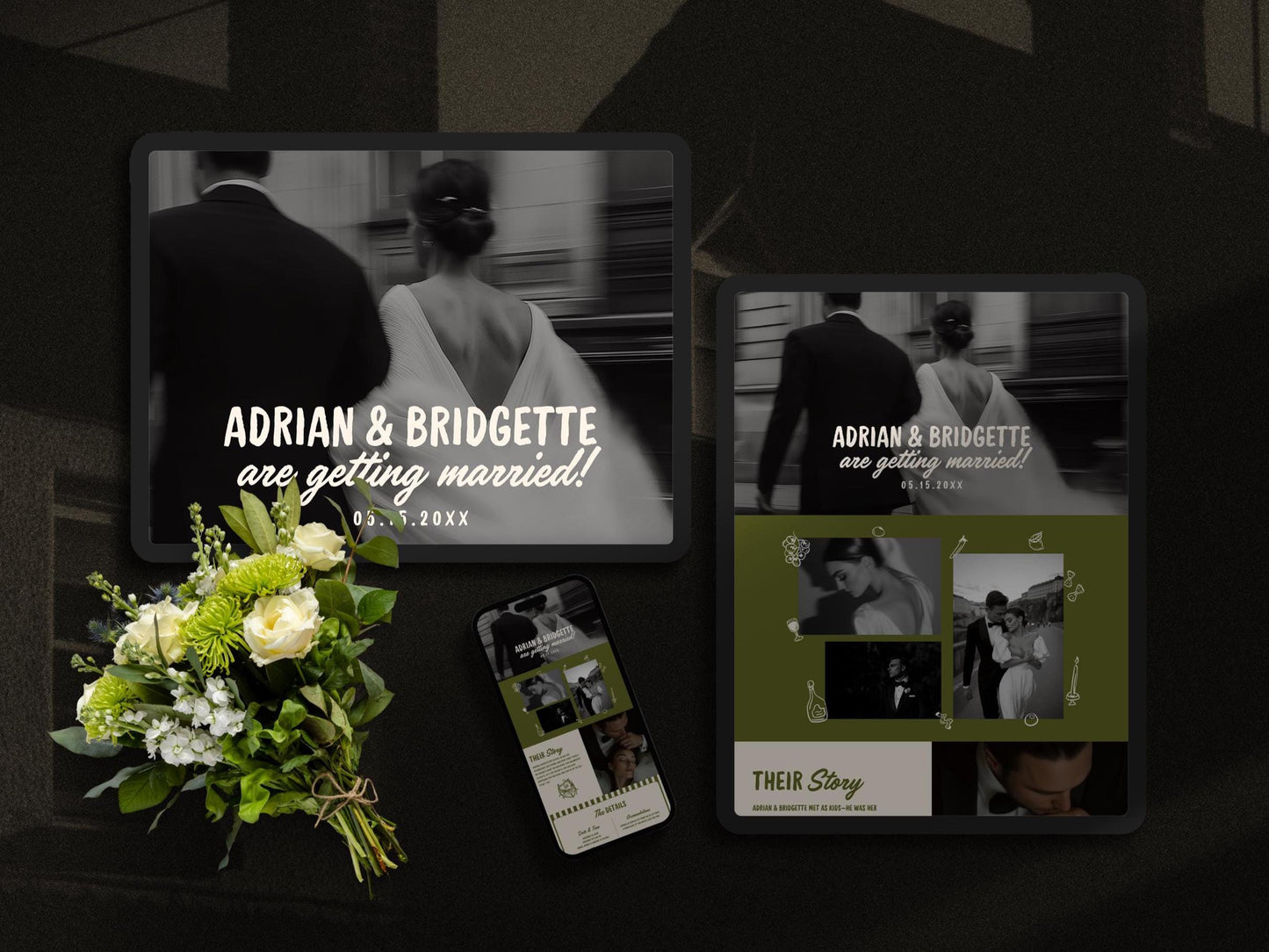 Hand Drawn Wedding Website Editable Template Italian Wedding Template Custom Wedding Website Template Vintage Wedding Classy Website