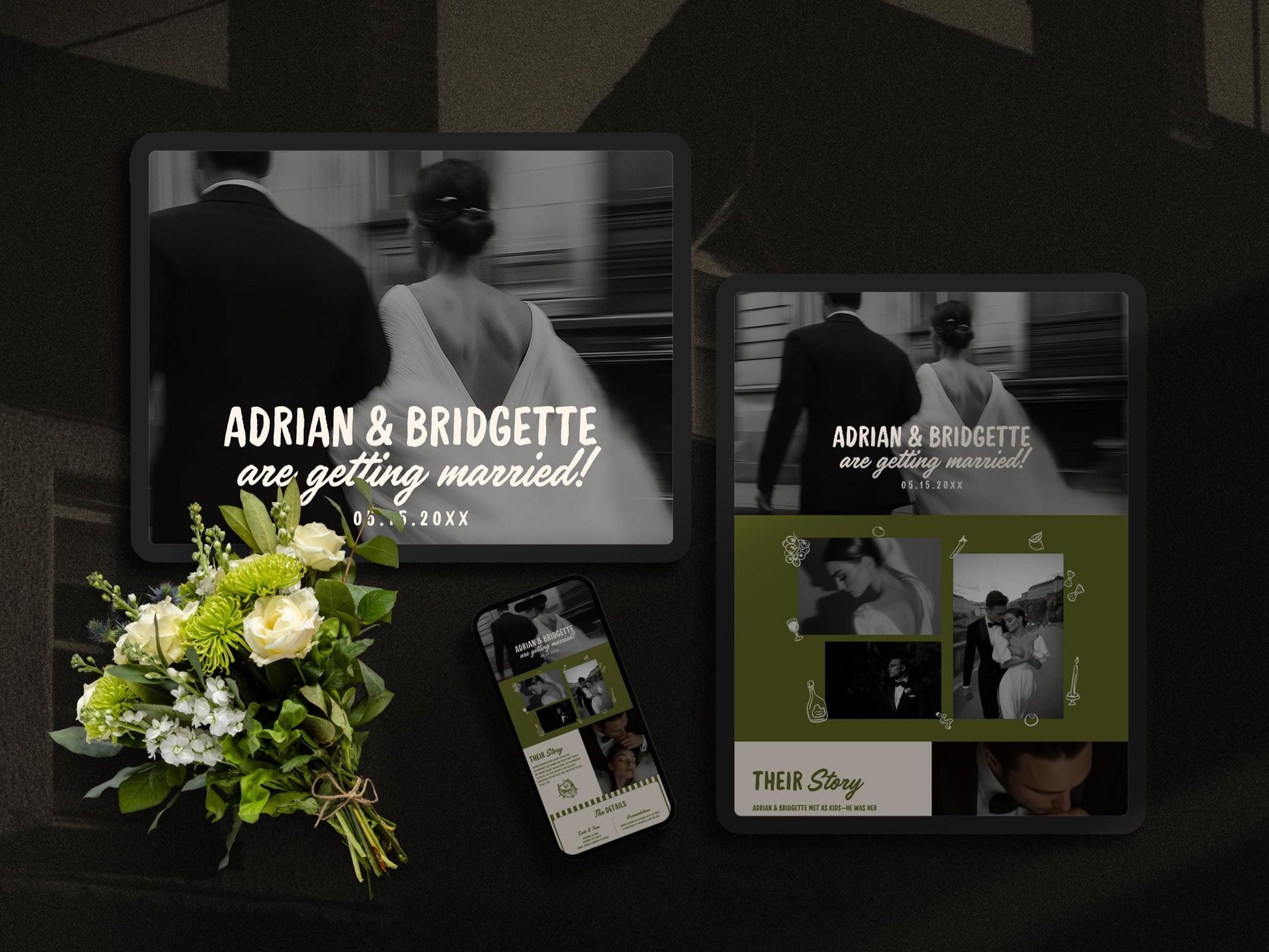Hand Drawn Wedding Website Editable Template Italian Wedding Template Custom Wedding Website Template Vintage Wedding Classy Website
