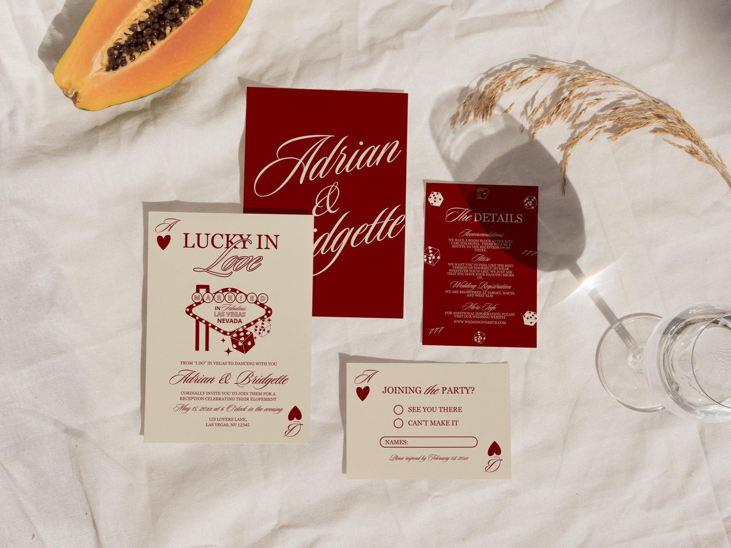 Lucky in Love Wedding Invitation Vegas Wedding Stationery Playing Cards Wedding Invitation Template Vintage Wedding Stationery Perfect Match