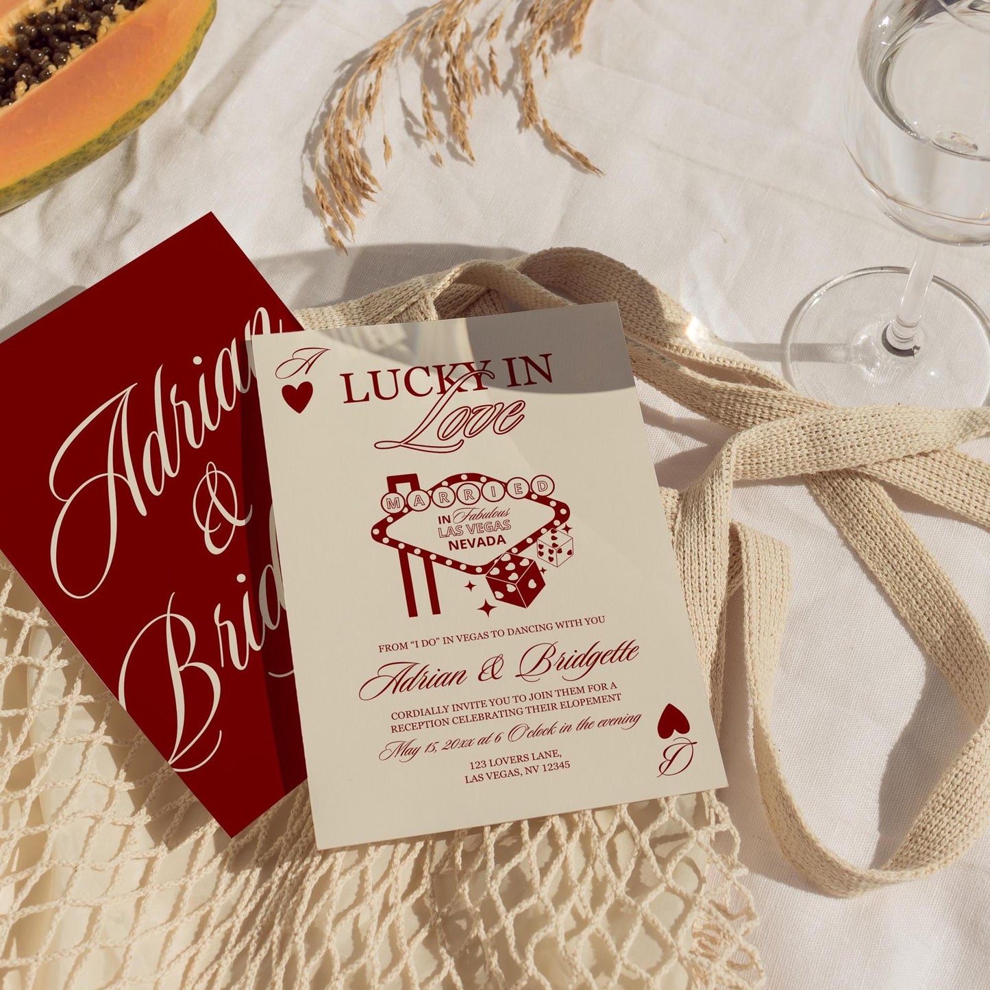 Lucky in Love Wedding Invitation Vegas Wedding Stationery Playing Cards Wedding Invitation Template Vintage Wedding Stationery Perfect Match