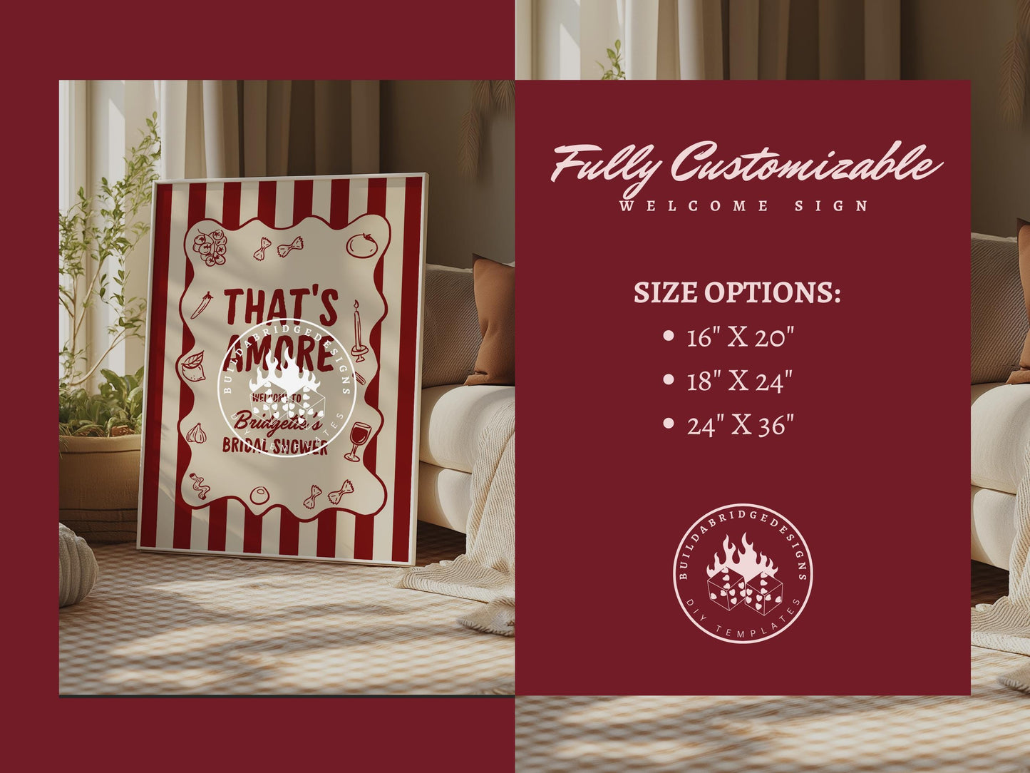 That's Amore Bridal Shower Welcome Sign Template Italian Bridal Shower Party Ideas Italian Engagement Party Decor Whimsical Hand Drawn Theme