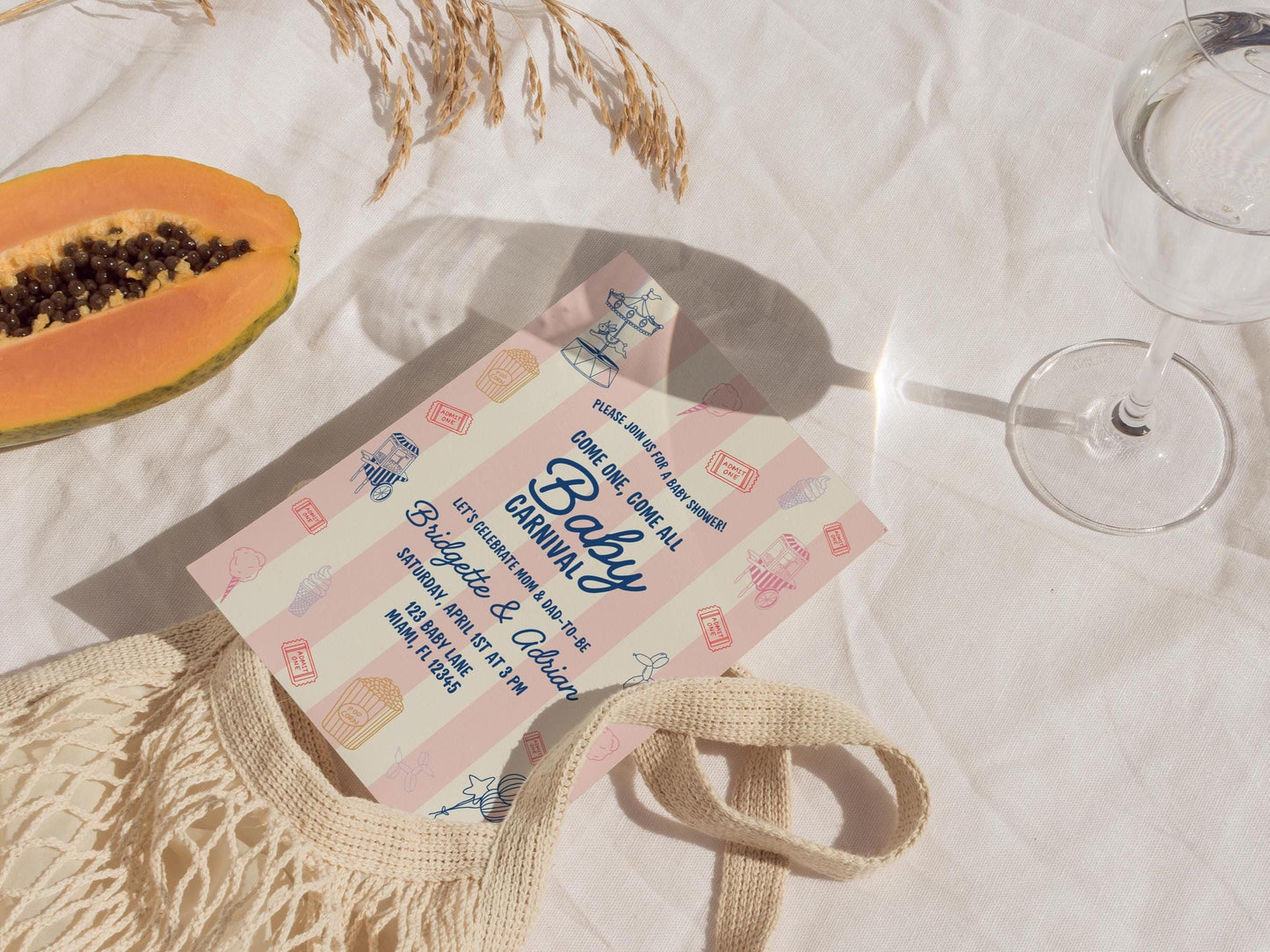 Baby Shower Invitation Template Editable Circus Baby Shower Vintage Carnival Customizable Digital Invite Hand Drawn Baby Shower Invite Girly