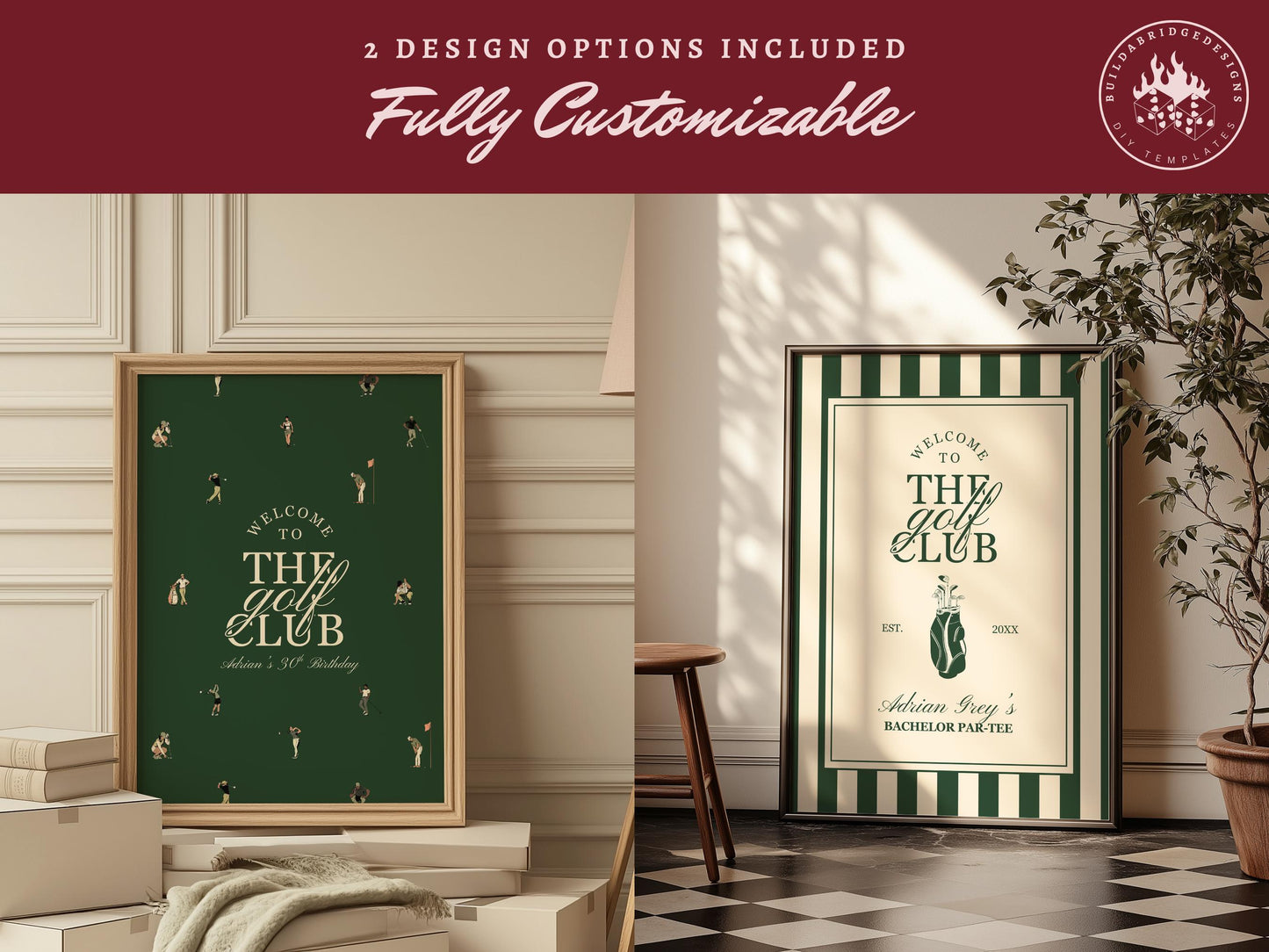 Golf Birthday Welcome Sign Template Masters Viewing Party Digital Template Let's Par-tee Golf Party Theme Vintage Golf Birthday Party Sign