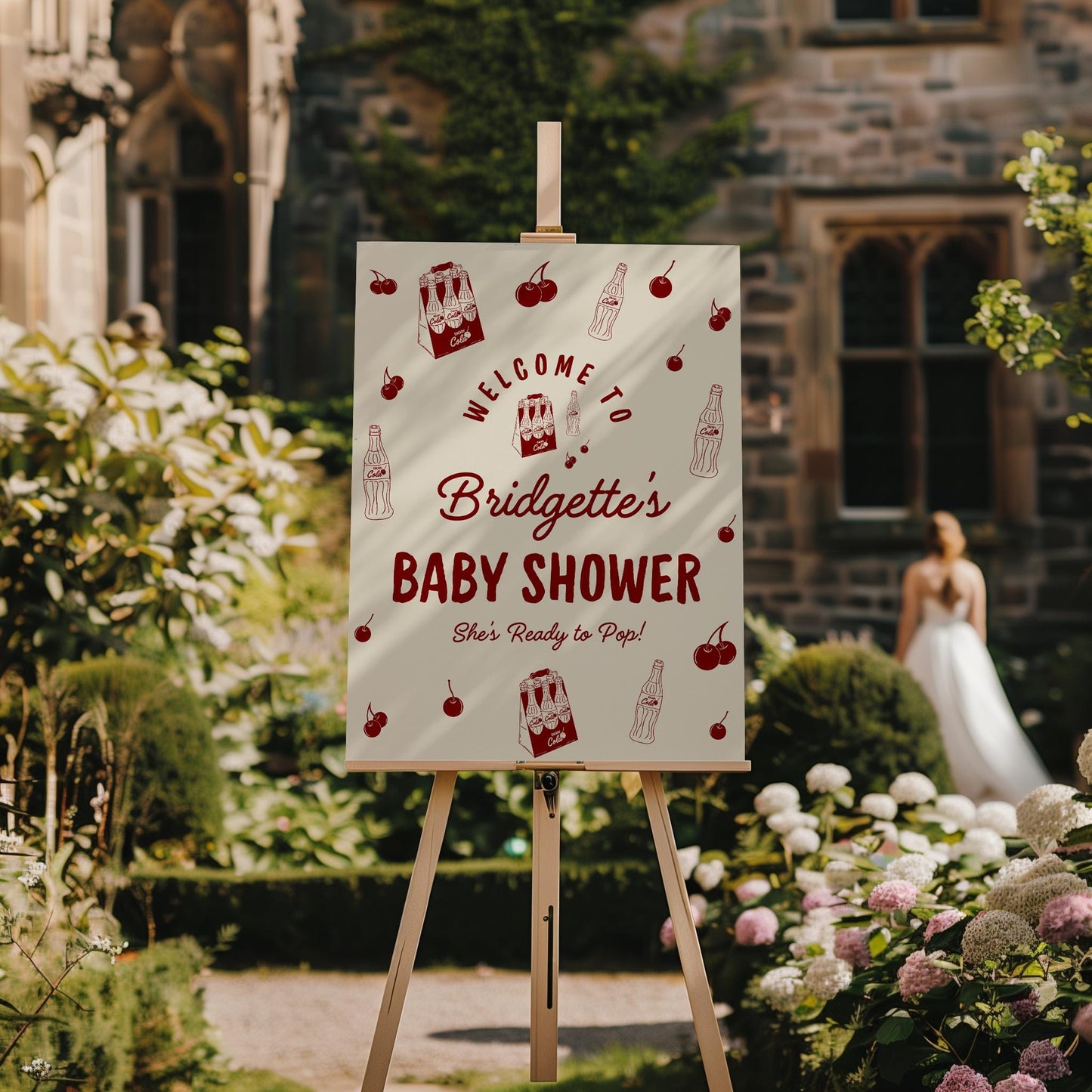 She's Ready to Pop Baby Shower Welcome Sign Editable Template 50s Style Soda Pop Invite Gender Neutral Baby Shower Signage Cherry on Top