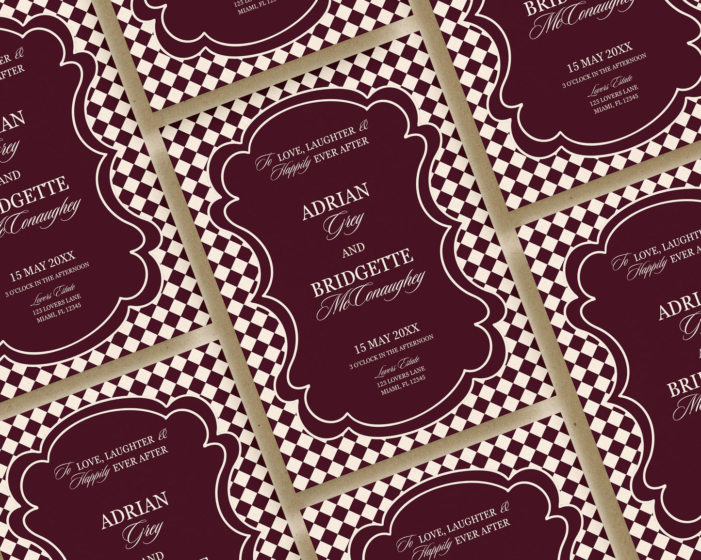 Modern Wedding Invitation Digital Template Editable Save the Date Burgundy Mediterranean Design Modern Couples Maroon Vintage Wedding Invite