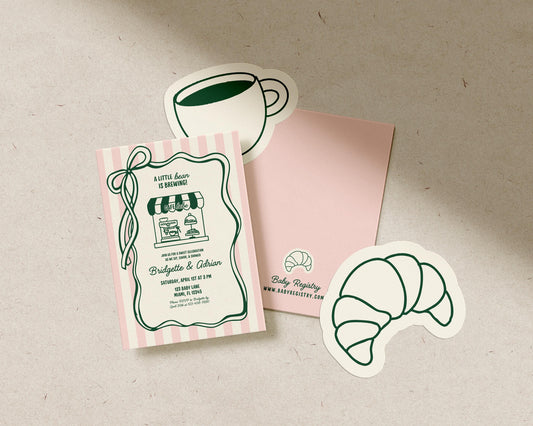 Cafe Bebe Baby Shower Invite Template Baby is Brewing Baby Shower Coffee Baby Shower Hand Drawn Coffee Shop Invitation Editable Template