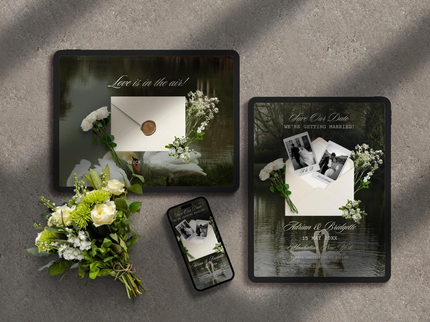 Digital Save the Date Website Elegant DIY Custom Wedding Website Classy Editable Canva Template Modern Floral Instant Download Template