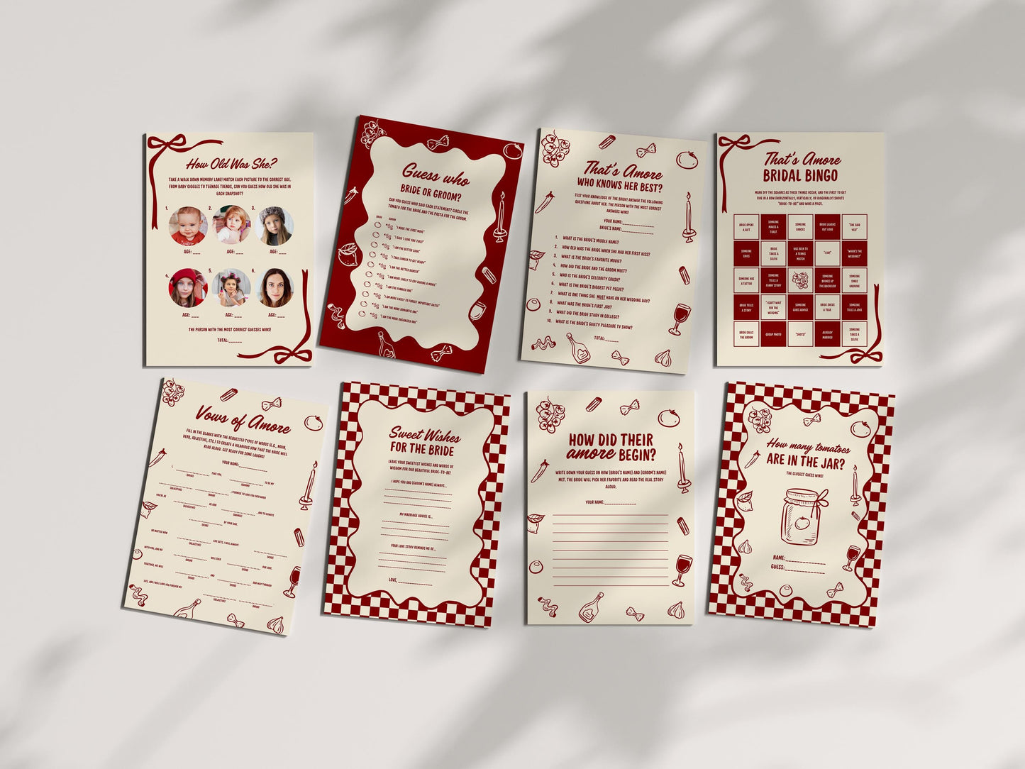 That's Amore Bridal Shower Bundle Templates Italian Bridal Shower Invitation Hand Drawn Engagement Party Decor Sign Bridal Shower Games