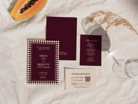Modern Wedding Invitation Suite Digital Template Editable Mediterranean Wedding Design Vintage Wedding Invite Old Money Aesthetic Modern