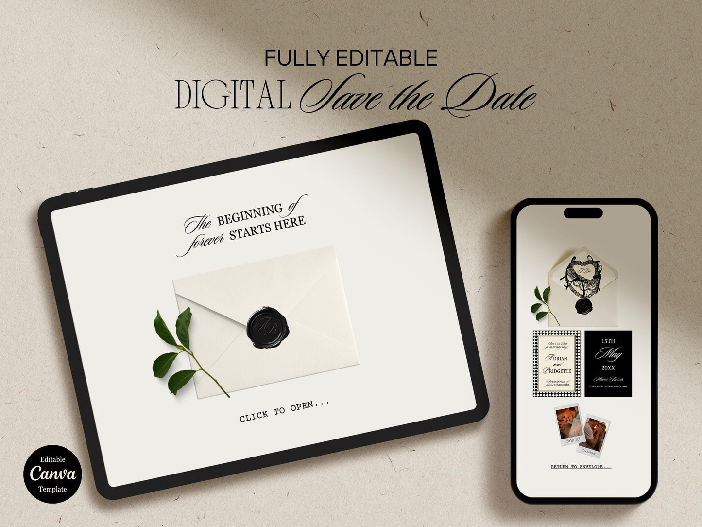 Modern Wedding Save the Date Website Template with RSVP Editable Minimal Wedding Website Canva Template Custom Wedding Save the Date Website