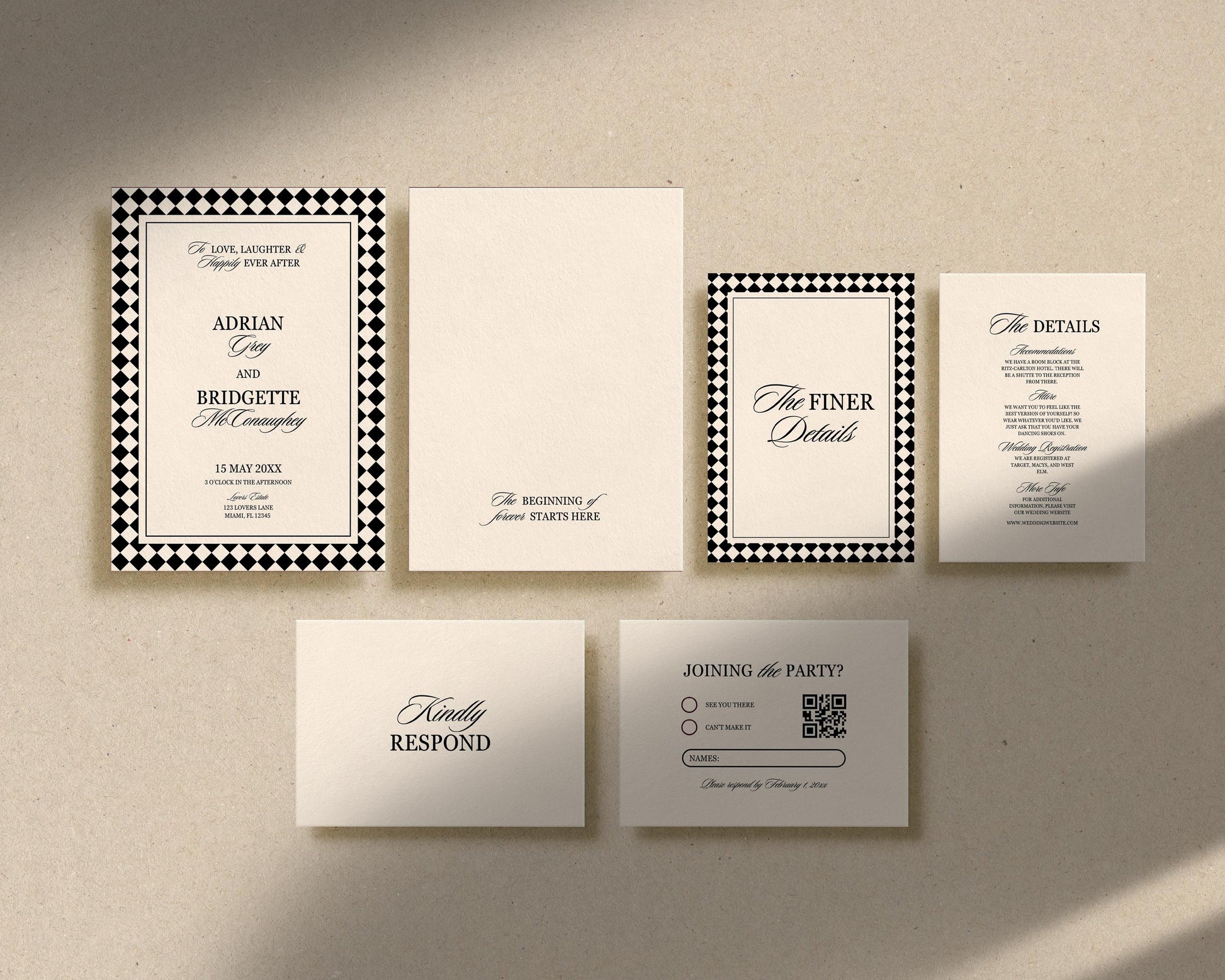 Modern Wedding Invitation Suite Digital Template Editable Old Money Wedding Design Vintage Wedding Invite Classy Wedding Suite Timeless