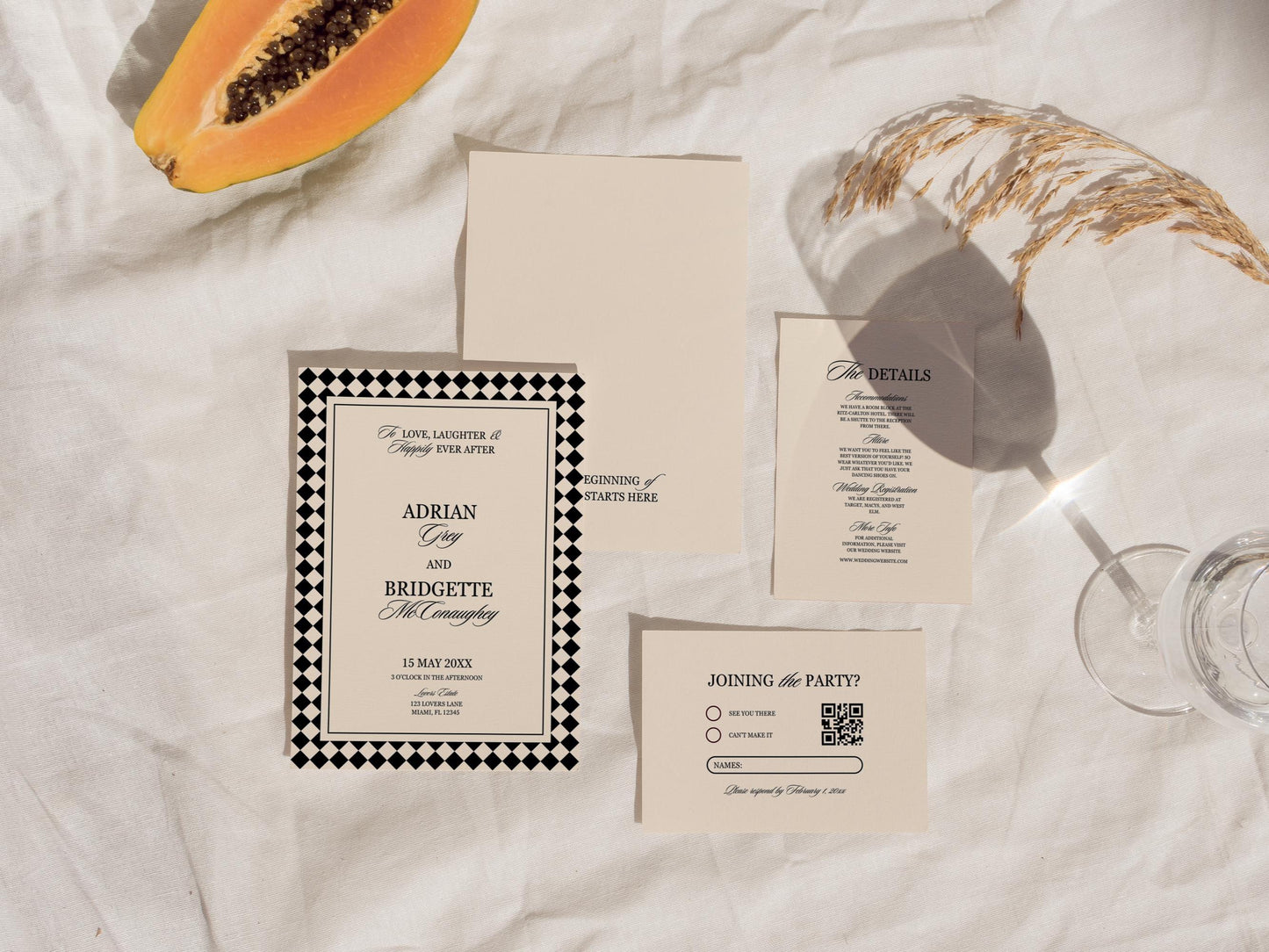 Modern Wedding Invitation Suite Digital Template Editable Old Money Wedding Design Vintage Wedding Invite Classy Wedding Suite Timeless