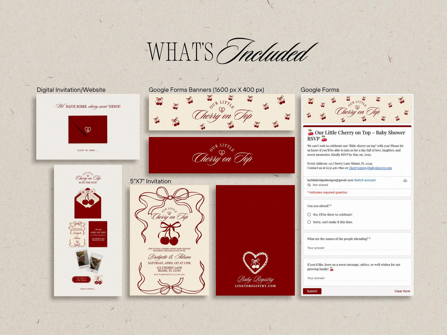 Cherry On Top Baby Shower Digital Invitation Template Baby Sprinkle Our Little Cherry On Top Hand Drawn Invite Editable Website Template