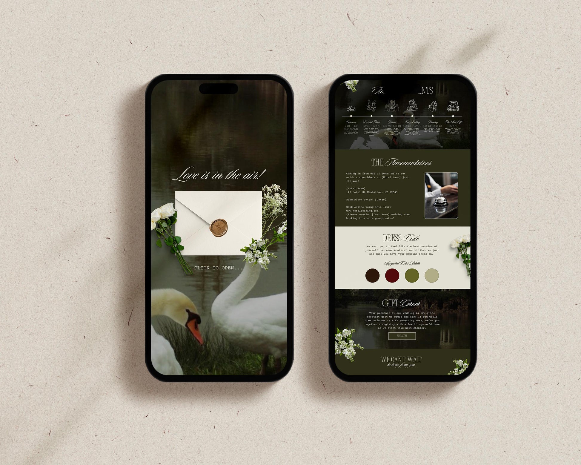 Moody Wedding Website Template: Elegant Floral Design Digital Wedding Invitation and Website (Canva Template)